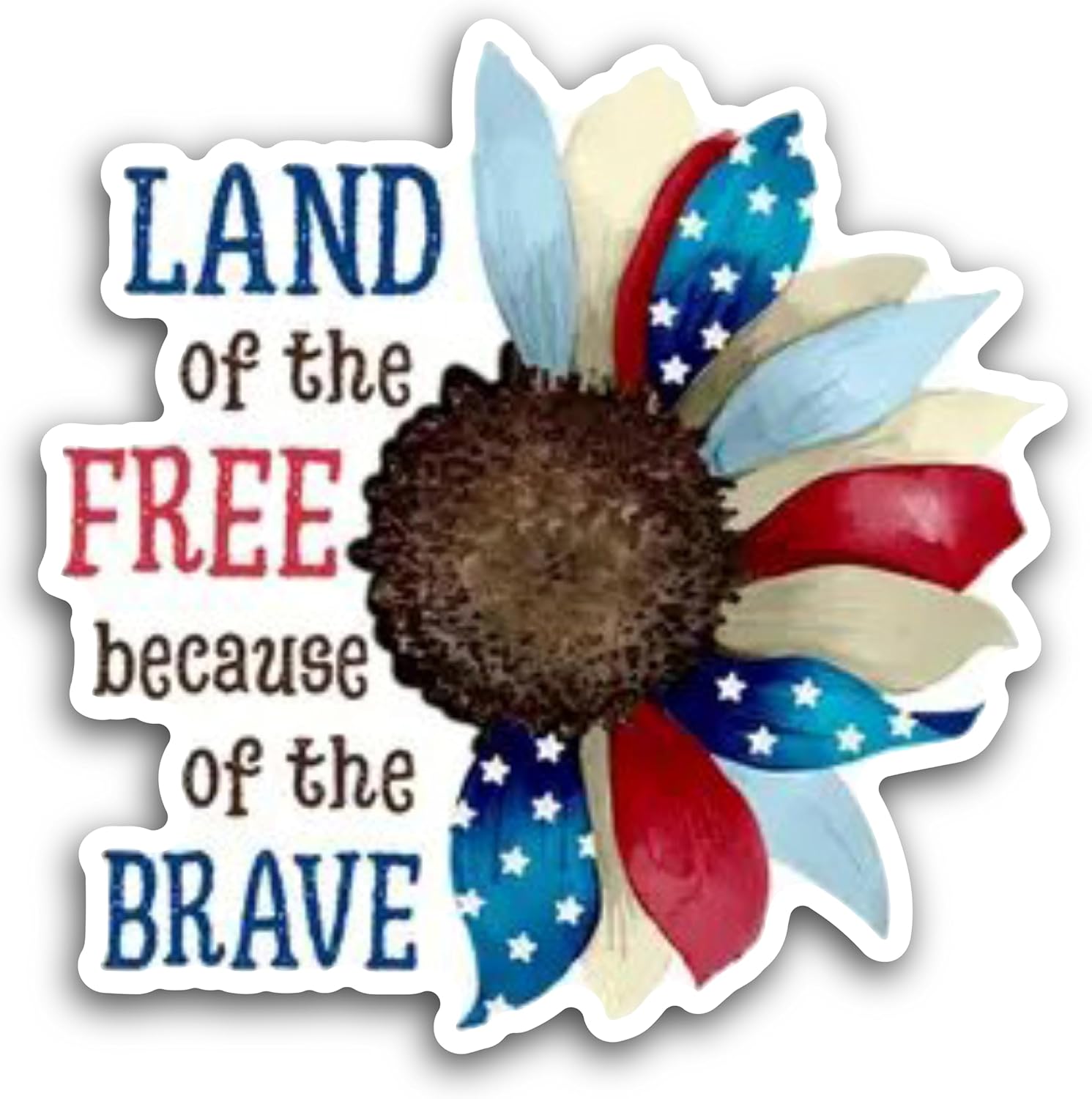 2 (Pieces) 3" and 5" Land of The Free Because of The Brave Message Sticker Decal Sticker, Waterproof Vinyl Decals for Many Purpose Like Cars, Trucks, Laptops, Phones, Windows and More