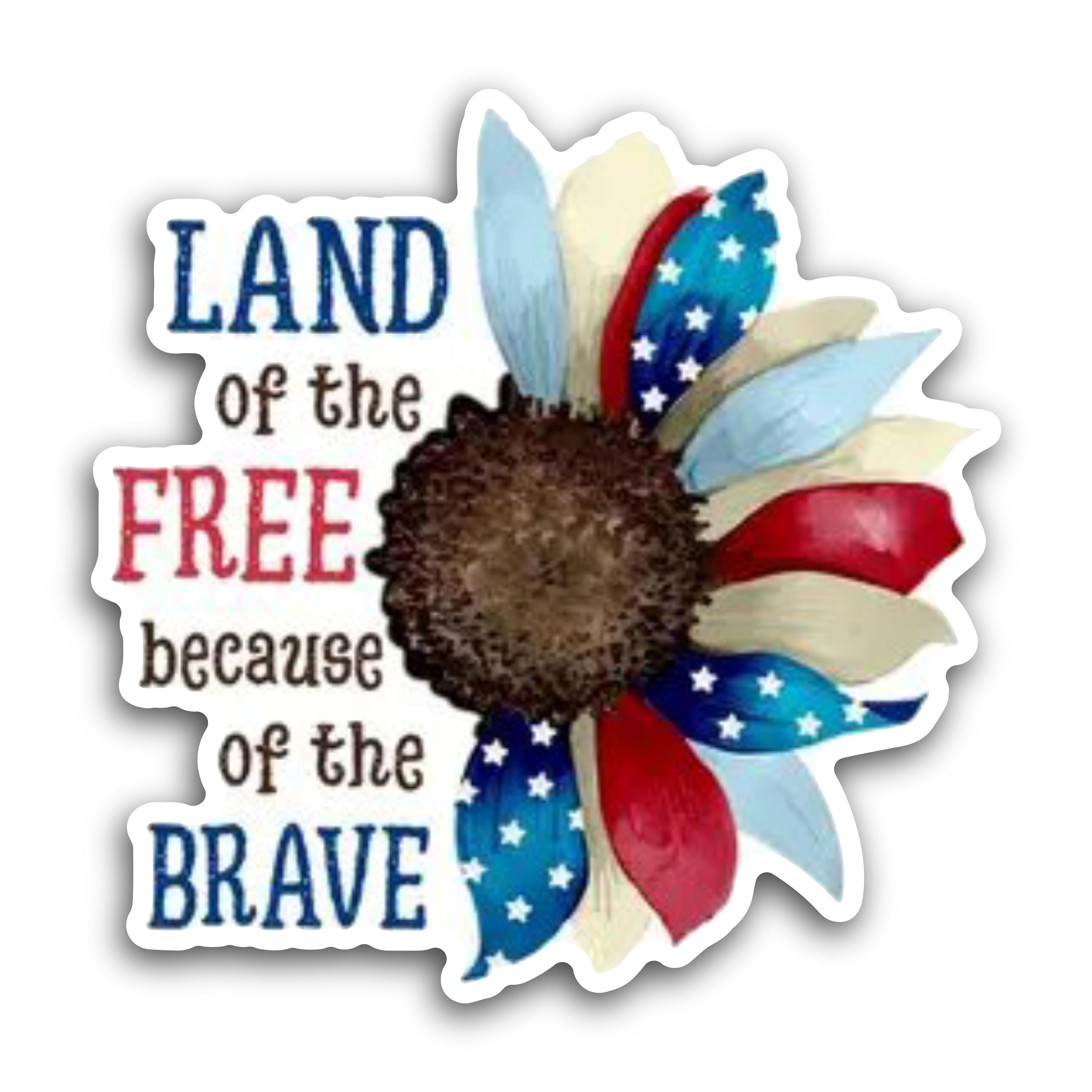 2 (Pieces) 3" and 5" Land of The Free Because of The Brave Message Sticker Decal Sticker, Waterproof
