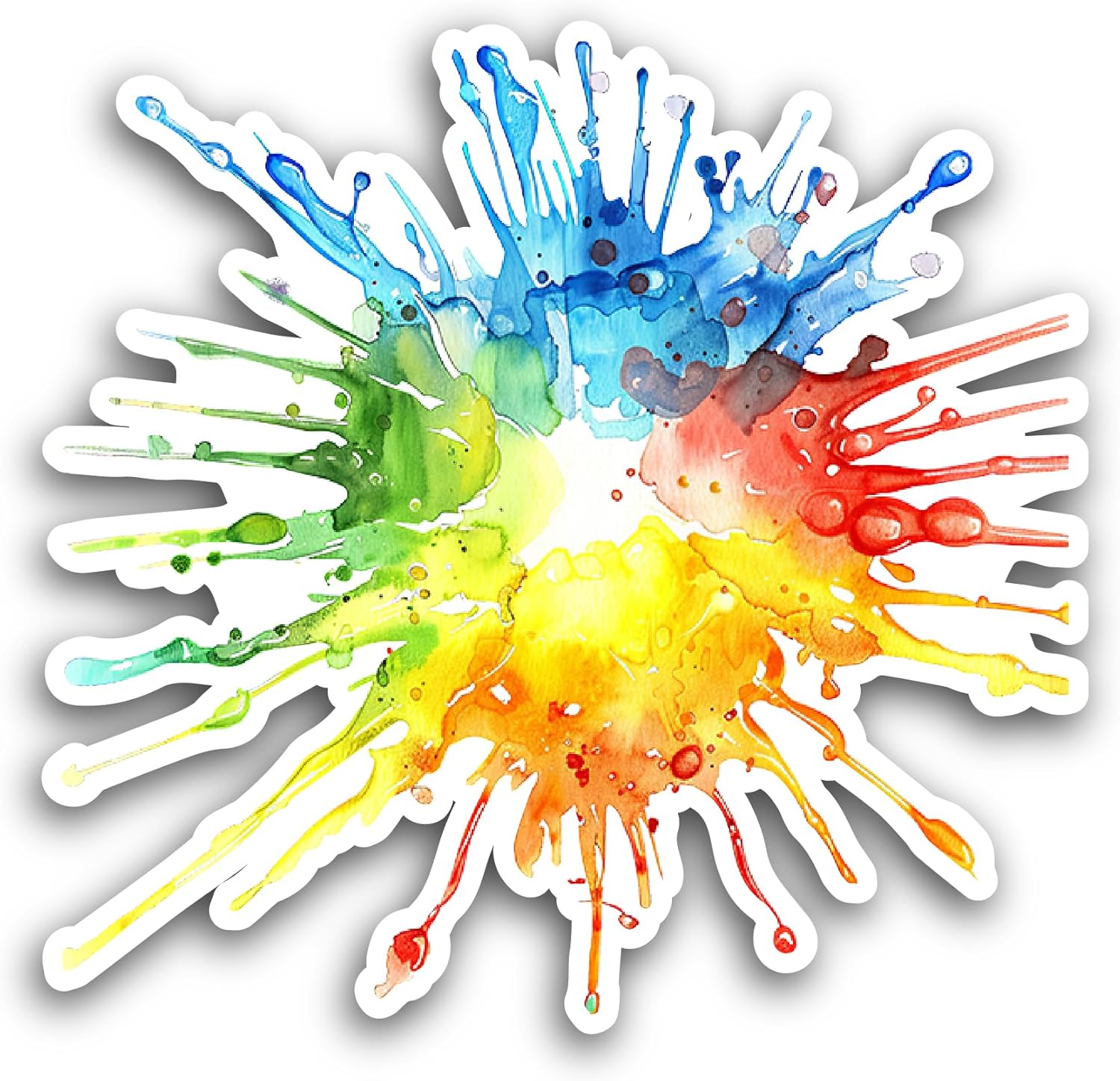 2 (Pieces) 3" and 5" Rainbow Colored Splash Sticker, Waterproof Vinyl Decals for Many Purpose Like Cars, Trucks, Laptops, Phones, Windows and More