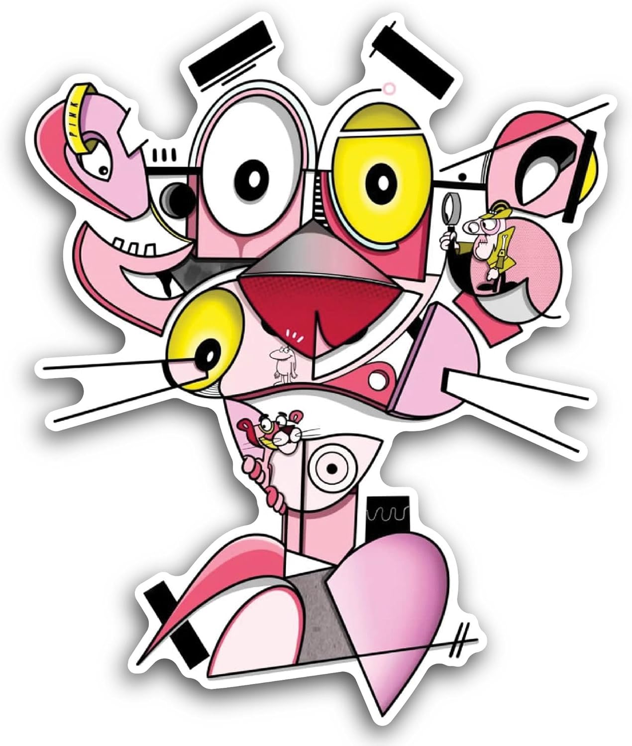 2 (Pieces) 3" and 5" Pink Color Panther Art Sticker, Waterproof Vinyl Decals for Many Purpose Like Cars, Trucks, Laptops, Phones, Windows and More
