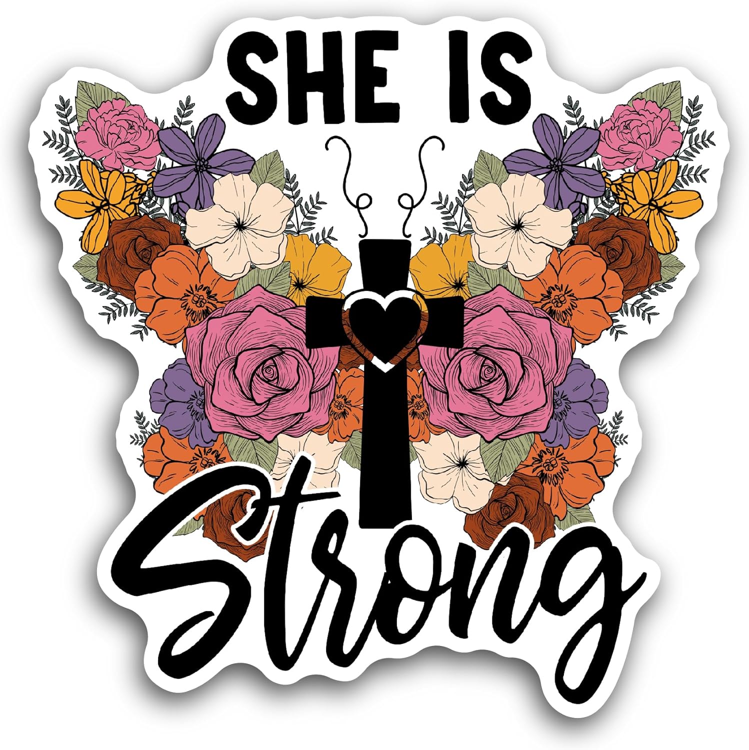 2 (Pieces) 3" and 5" She is Strong Sticker, Waterproof Vinyl Decals for Many Purpose Like Cars, Trucks, Laptops, Phones, Windows and More