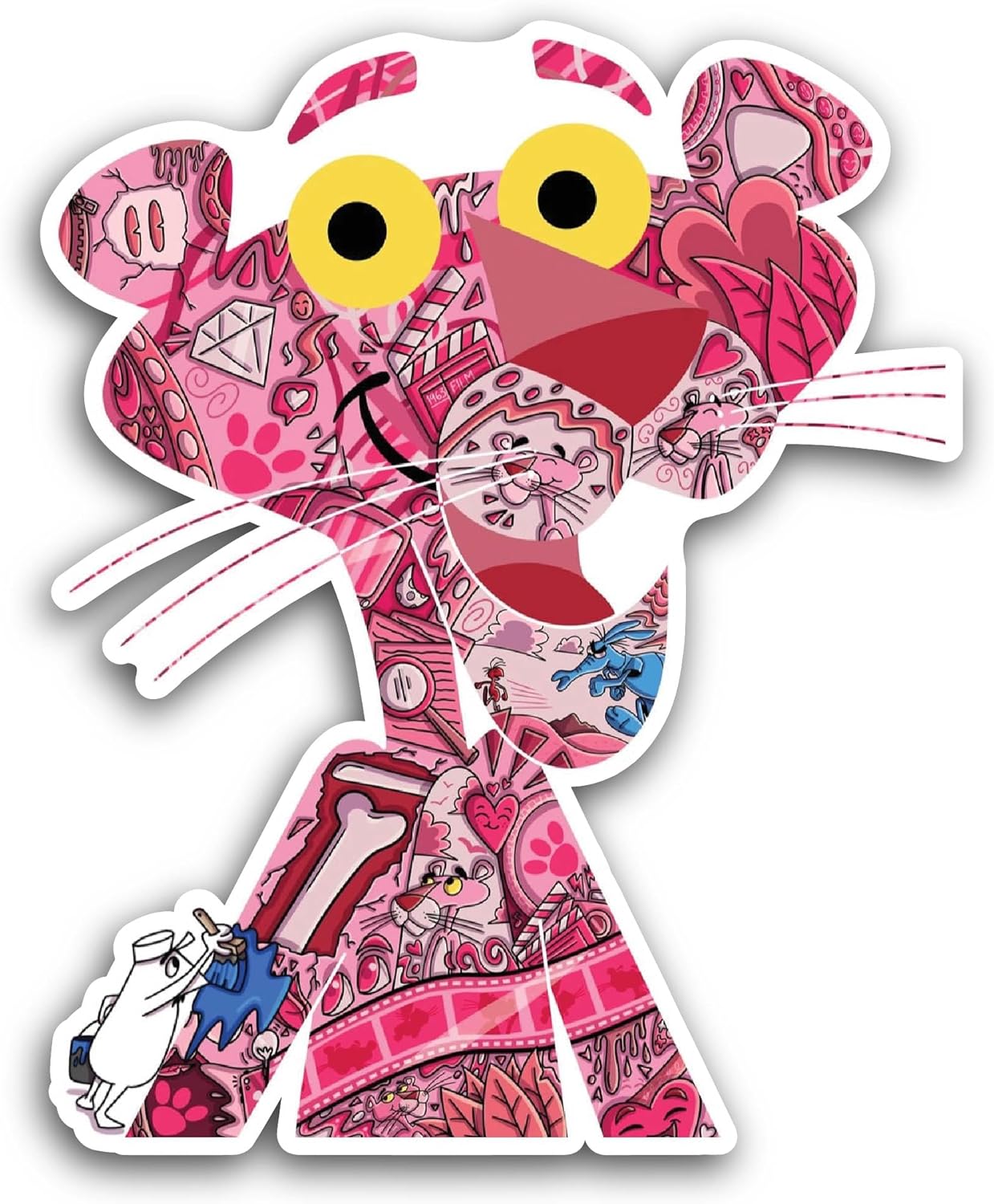 2 (Pieces) 3" and 5" Pink Color Panther Portrait Sticker, Waterproof Vinyl Decals for Many Purpose Like Cars, Trucks, Laptops, Phones, Windows and More