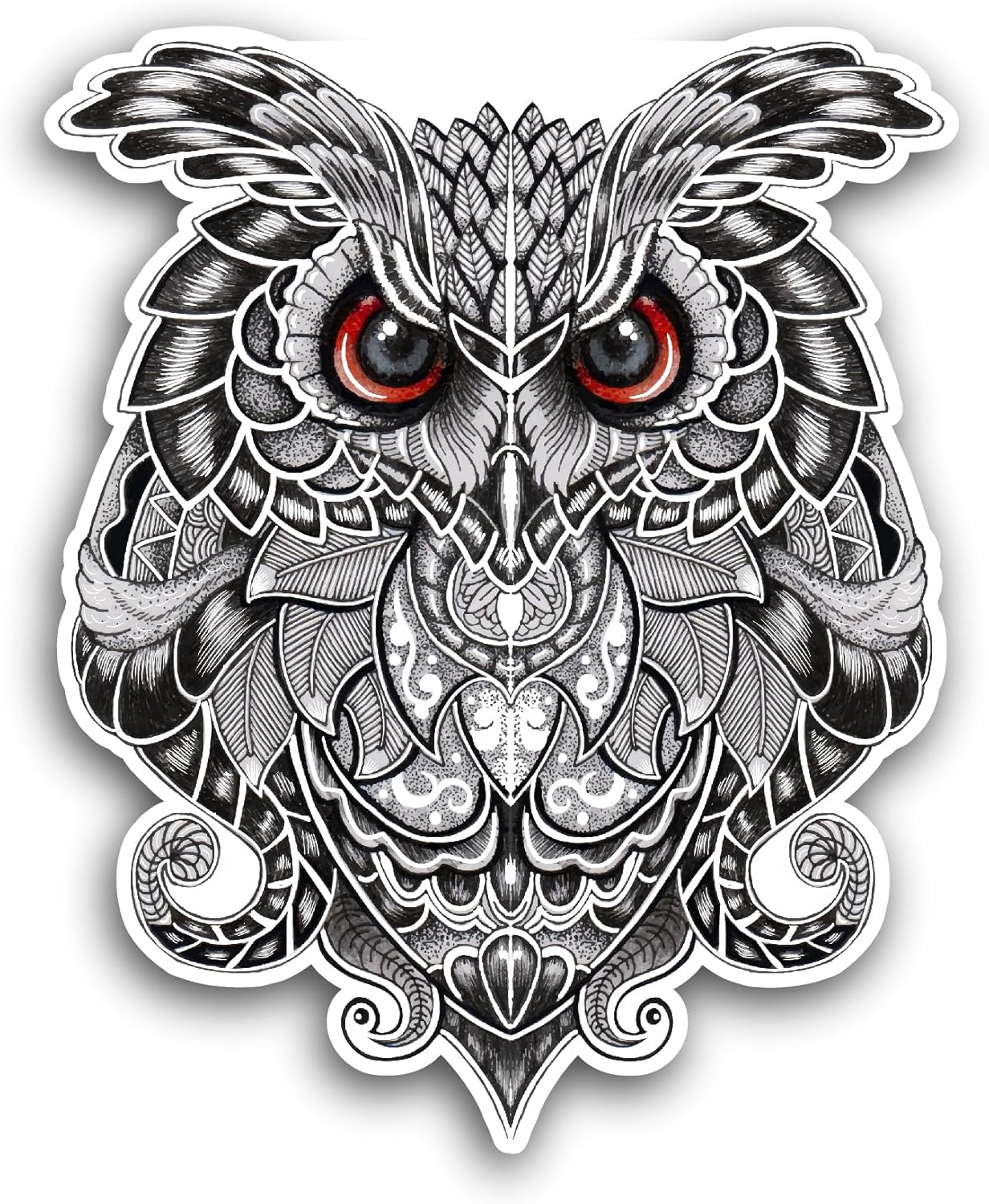 2 (Pieces) 3" and 5" Black and White Owl Sticker, Waterproof Vinyl Decals for Many Purpose Like Cars, Trucks, Laptops, Phones, Windows and More