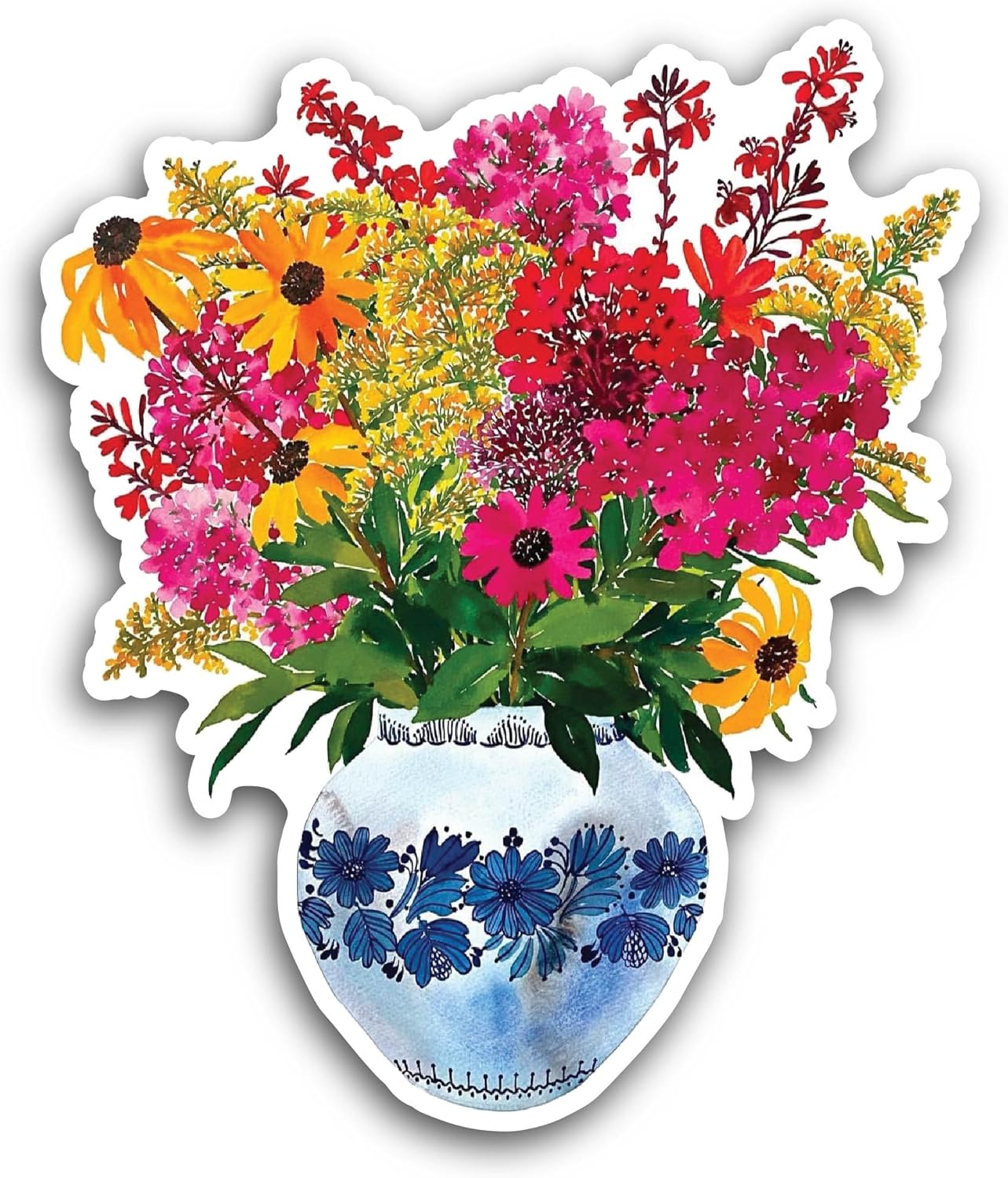 2 (Pieces) 3" and 5" Colorful Flowers Sticker, Waterproof Vinyl Decals for Many Purpose Like Cars, Trucks, Laptops, Phones, Windows and More