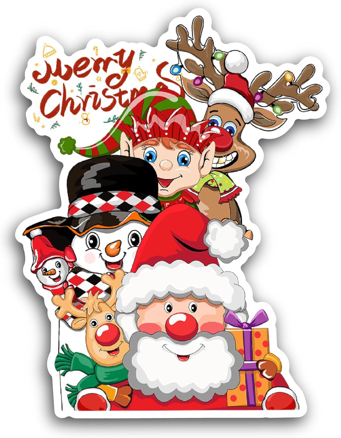 2 (Pieces) 3" and 5" Christmas Characters Sticker, Waterproof Vinyl Decals for Many Purpose Like Cars, Trucks, Laptops, Phones, Windows and More