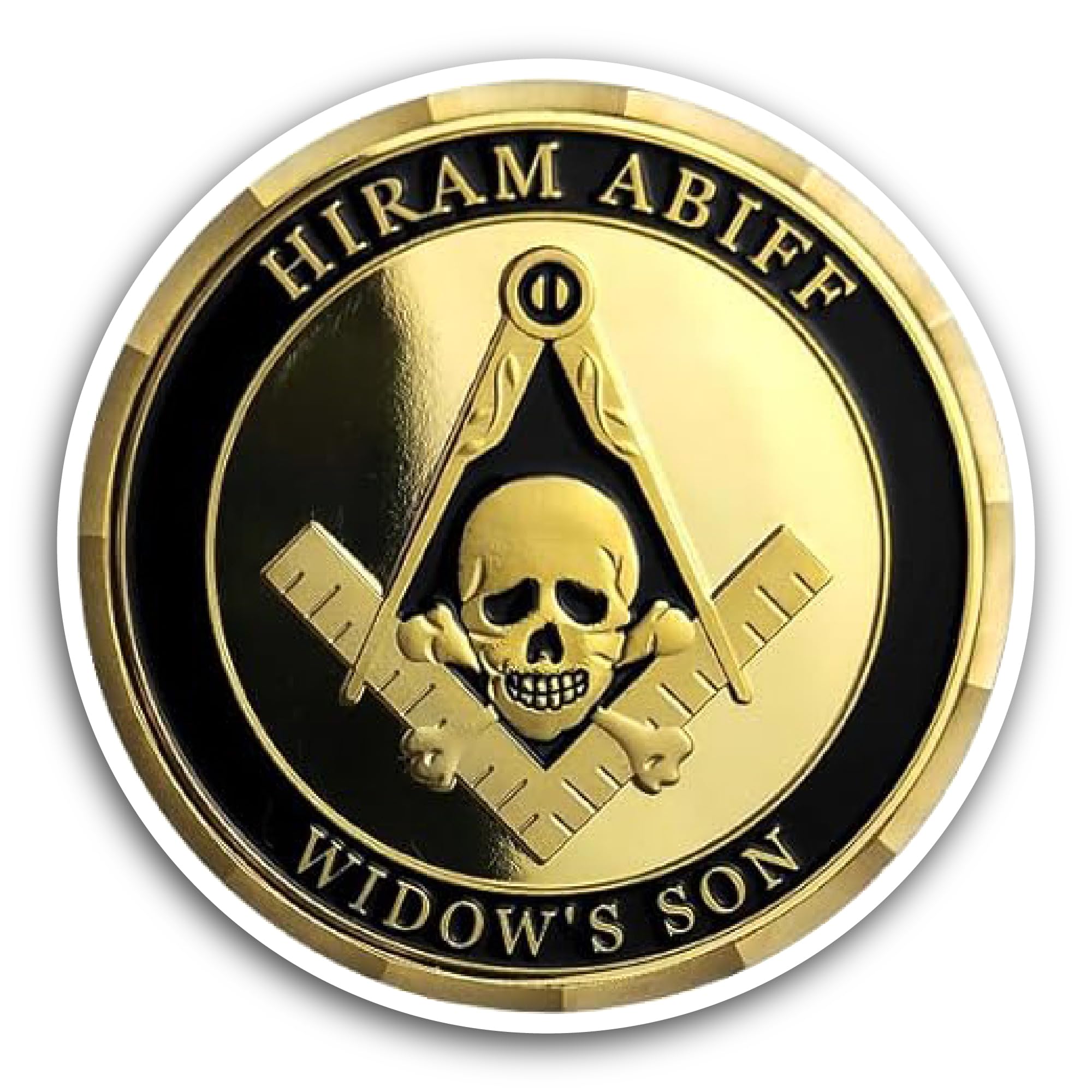 2 (Pieces) 3" and 5" Hiram Abiff Widow's Son Gold Plated Coin Sticker, Waterproof Vinyl Decals for M