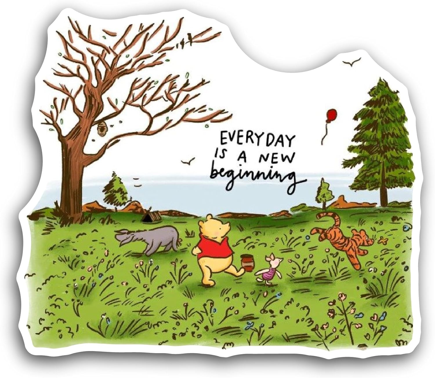 2 (Pieces) 3" and 5" Everyday is A New Beginning Text Sticker, Waterproof Vinyl Decals for Many Purpose Like Cars, Trucks, Laptops, Phones, Windows and More