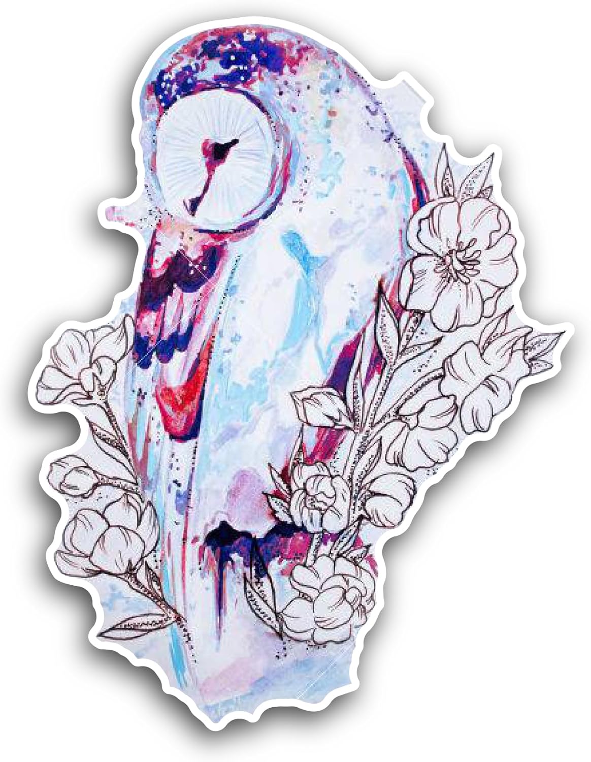 2 (Pieces) 3" and 5" Watercolor Owl Sticker, Waterproof Vinyl Decals for Many Purpose Like Cars, Trucks, Laptops, Phones, Windows and More