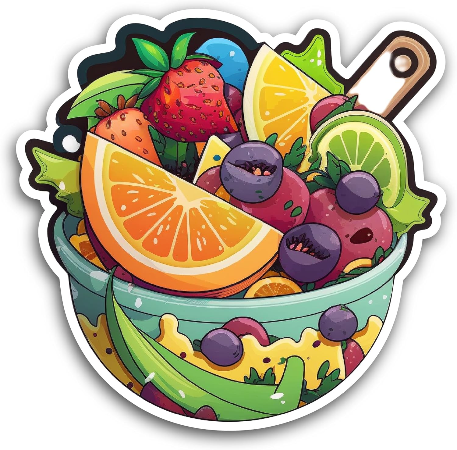 2 (Pieces) 3" and 5" Fruit Salad Sticker, Waterproof Vinyl Decals for Many Purpose Like Cars, Trucks, Laptops, Phones, Windows and More