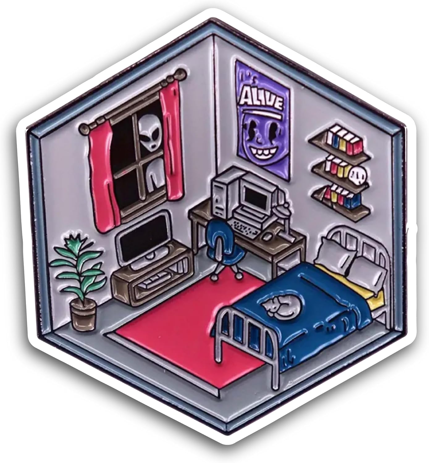 2 (Pieces) 3" and 5" Room with an Alien Sticker, Waterproof Vinyl Decals for Many Purpose Like Cars, Trucks, Laptops, Phones, Windows and More