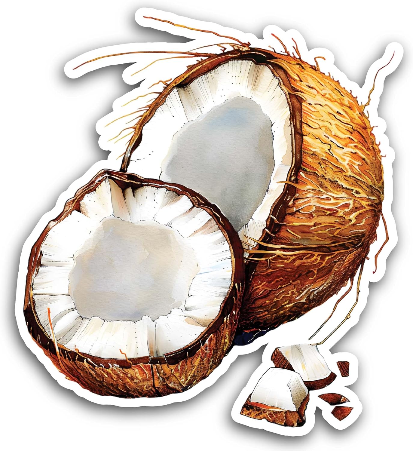 2 (Pieces) 3" and 5" Coconut Sticker, Waterproof Vinyl Decals for Many Purpose Like Cars, Trucks, Laptops, Phones, Windows and More