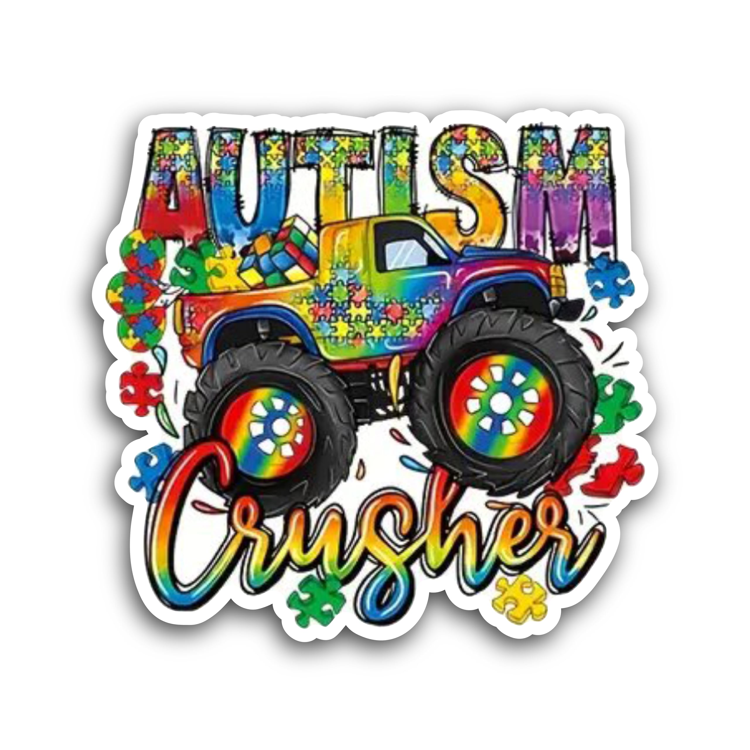 2 (Pieces) 3" and 5" Autism Crusher Decal Sticker, Waterproof Vinyl Decals for Many Purpose Like Car