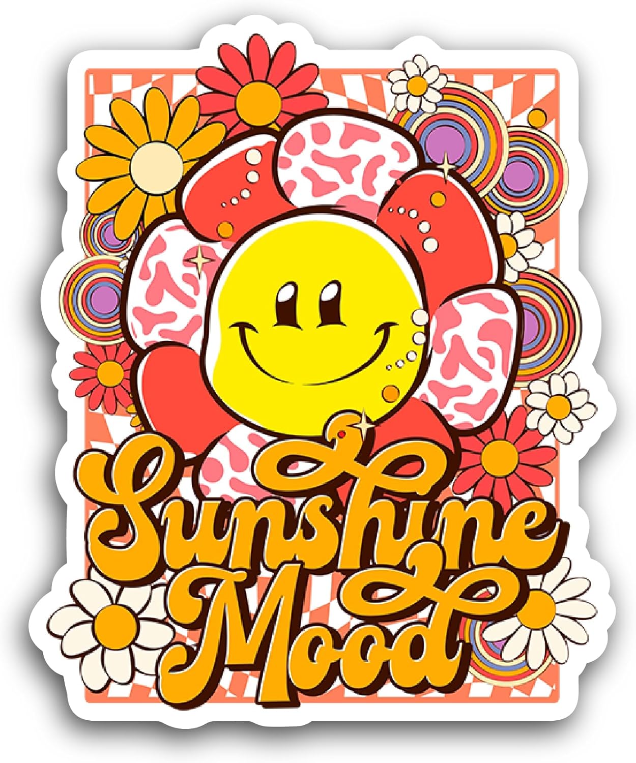 2 (Pieces) 3" and 5" Sunshine Mood Sticker, Waterproof Vinyl Decals for Many Purpose Like Cars, Trucks, Laptops, Phones, Windows and More