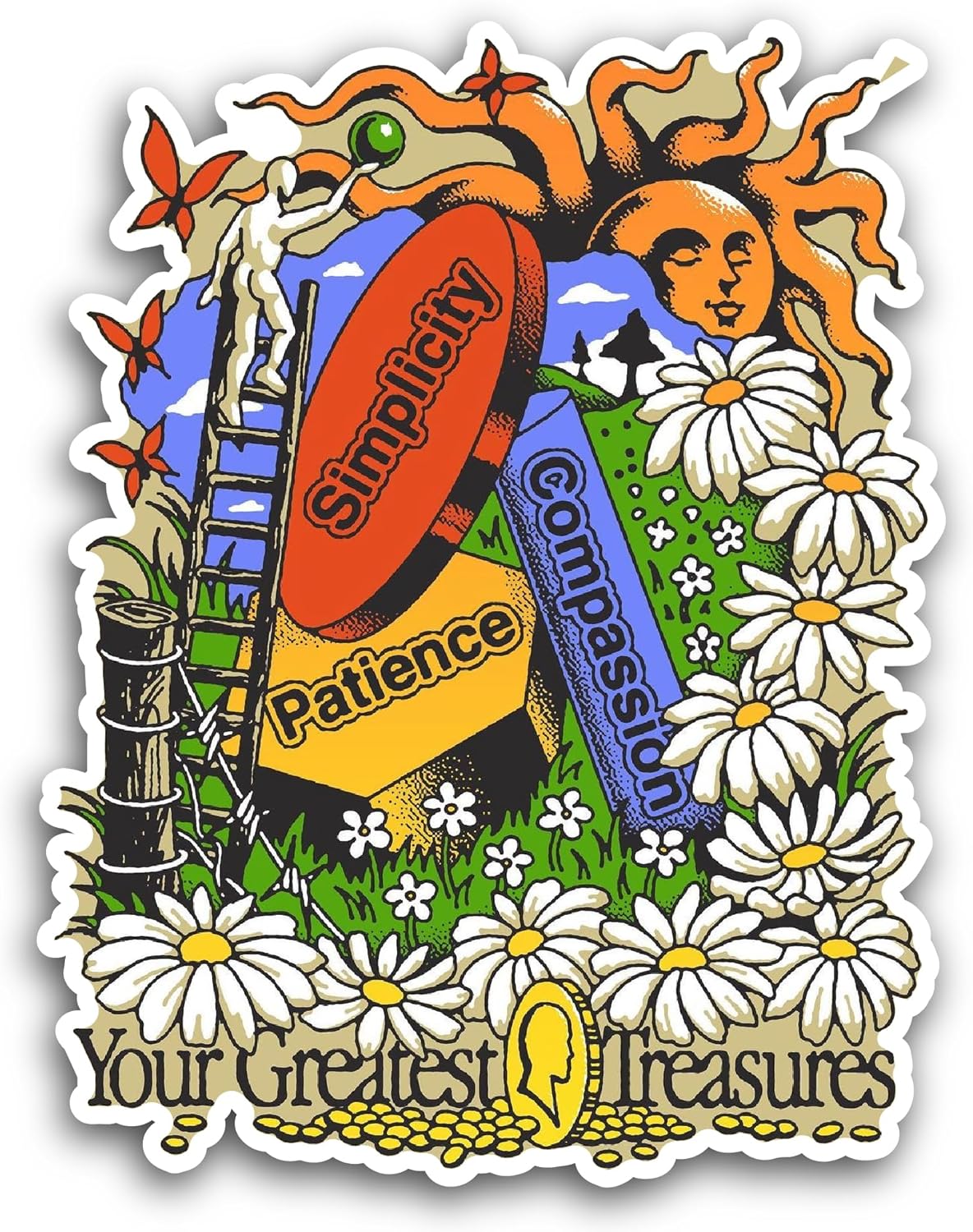 2 (Pieces) 3" and 5" Your Greatest Treasures Sticker, Waterproof Vinyl Decals for Many Purpose Like Cars, Trucks, Laptops, Phones, Windows and More