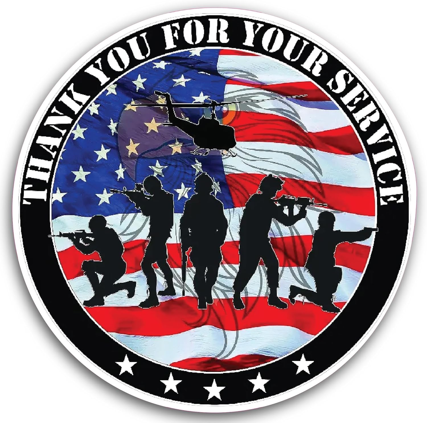 2 (Pieces) 3" and 5" Thank You for Your Service Sticker Decal Sticker, Waterproof Vinyl Decals for Many Purpose Like Cars, Trucks, Laptops, Phones, Windows and More