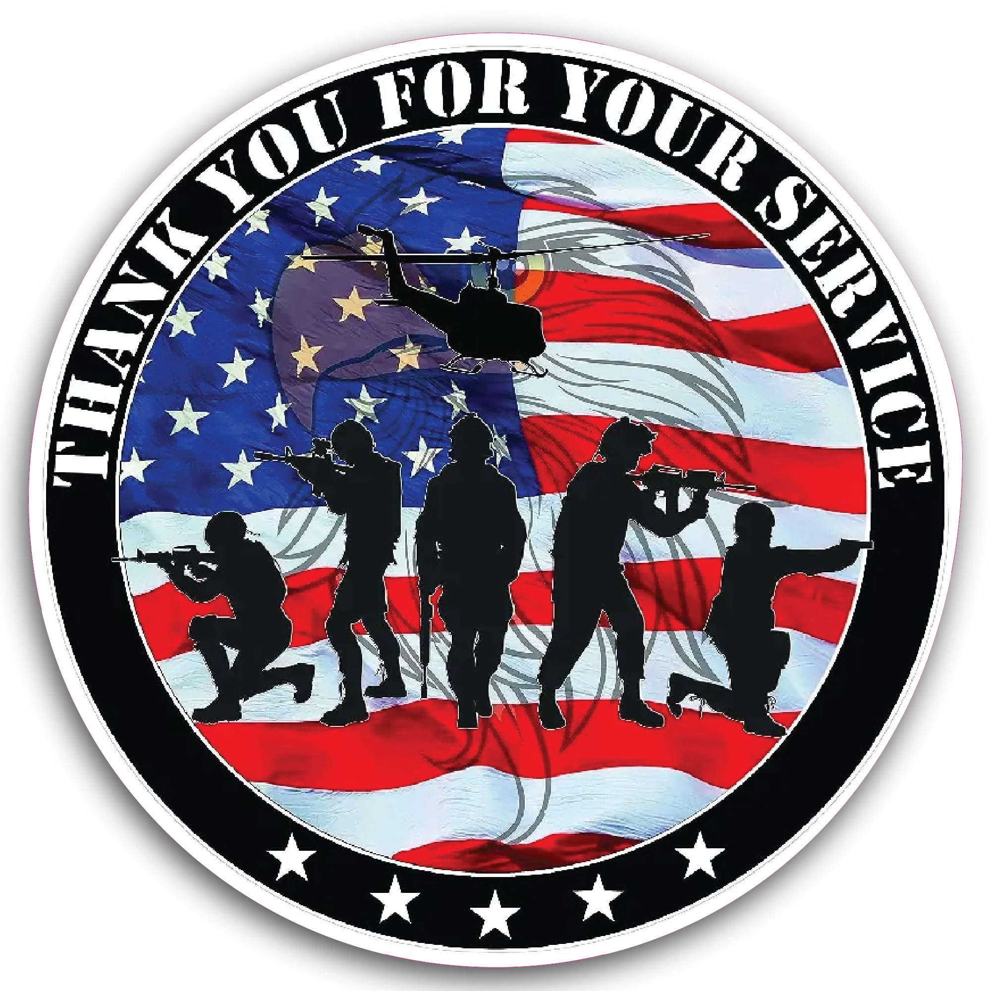 2 (Pieces) 3" and 5" Thank You for Your Service Sticker Decal Sticker, Waterproof Vinyl Decals for M
