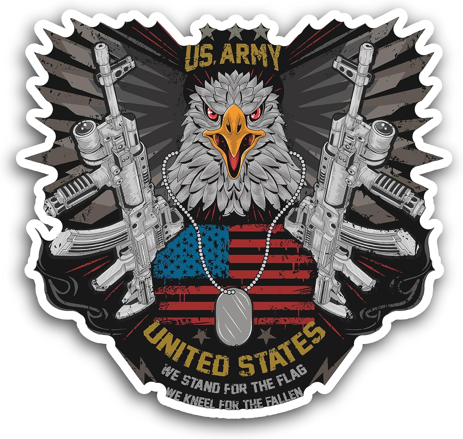 2 (Pieces) 3" and 5" Army Eagle Decal Sticker, Waterproof Vinyl Decals for Many Purpose Like Cars, Trucks, Laptops, Phones, Windows and More