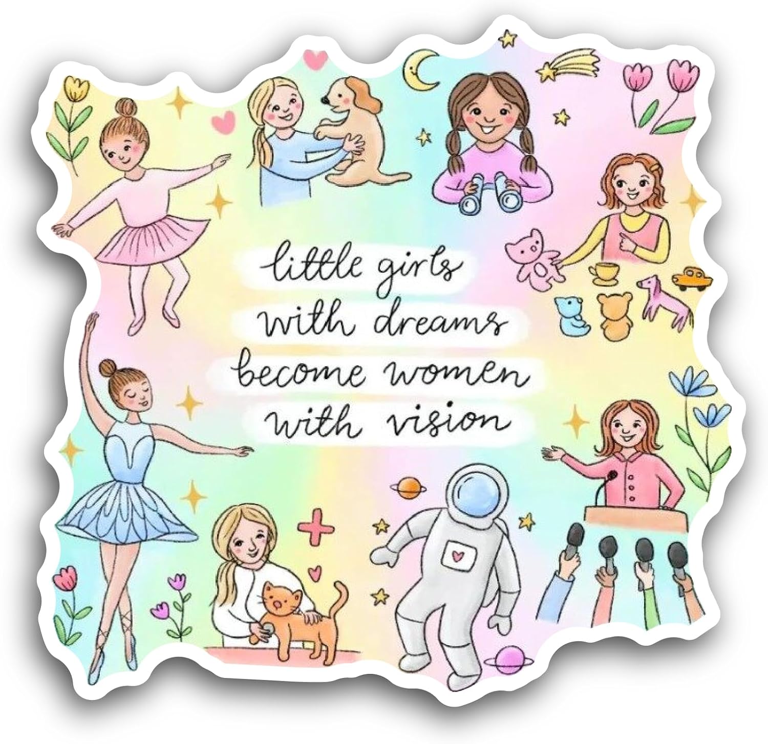 2 (Pieces) 3" and 5" Girls Cliparts with Text Sticker, Waterproof Vinyl Decals for Many Purpose Like Cars, Trucks, Laptops, Phones, Windows and More