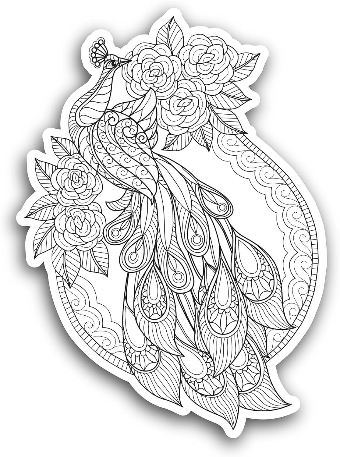 2 (Pieces) 3" and 5" Peacock and Flowers Sticker, Waterproof Vinyl Decals for Many Purpose Like Cars, Trucks, Laptops, Phones, Windows and More