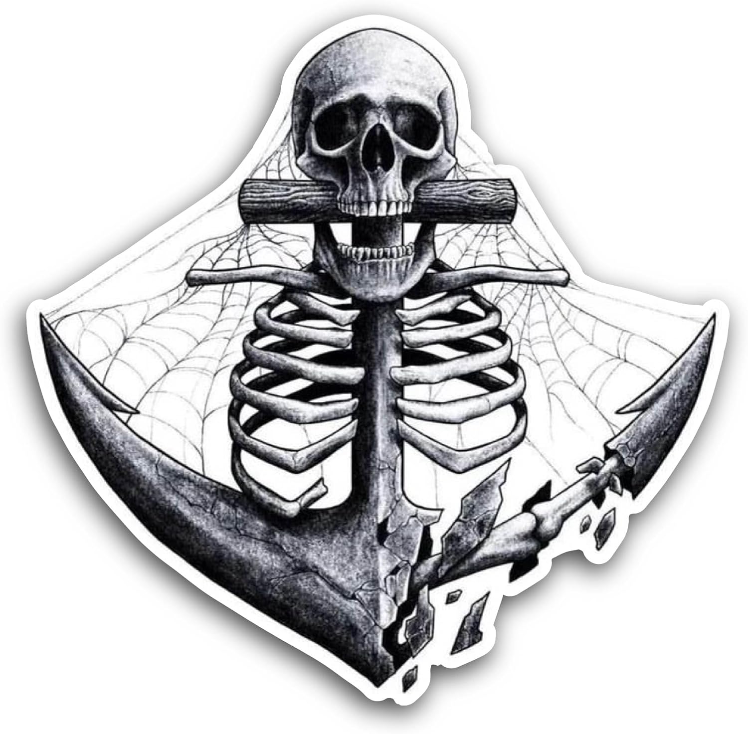 2 (Pieces) 3" and 5" Skull Anchor Sticker, Waterproof Vinyl Decals for Many Purpose Like Cars, Trucks, Laptops, Phones, Windows and More