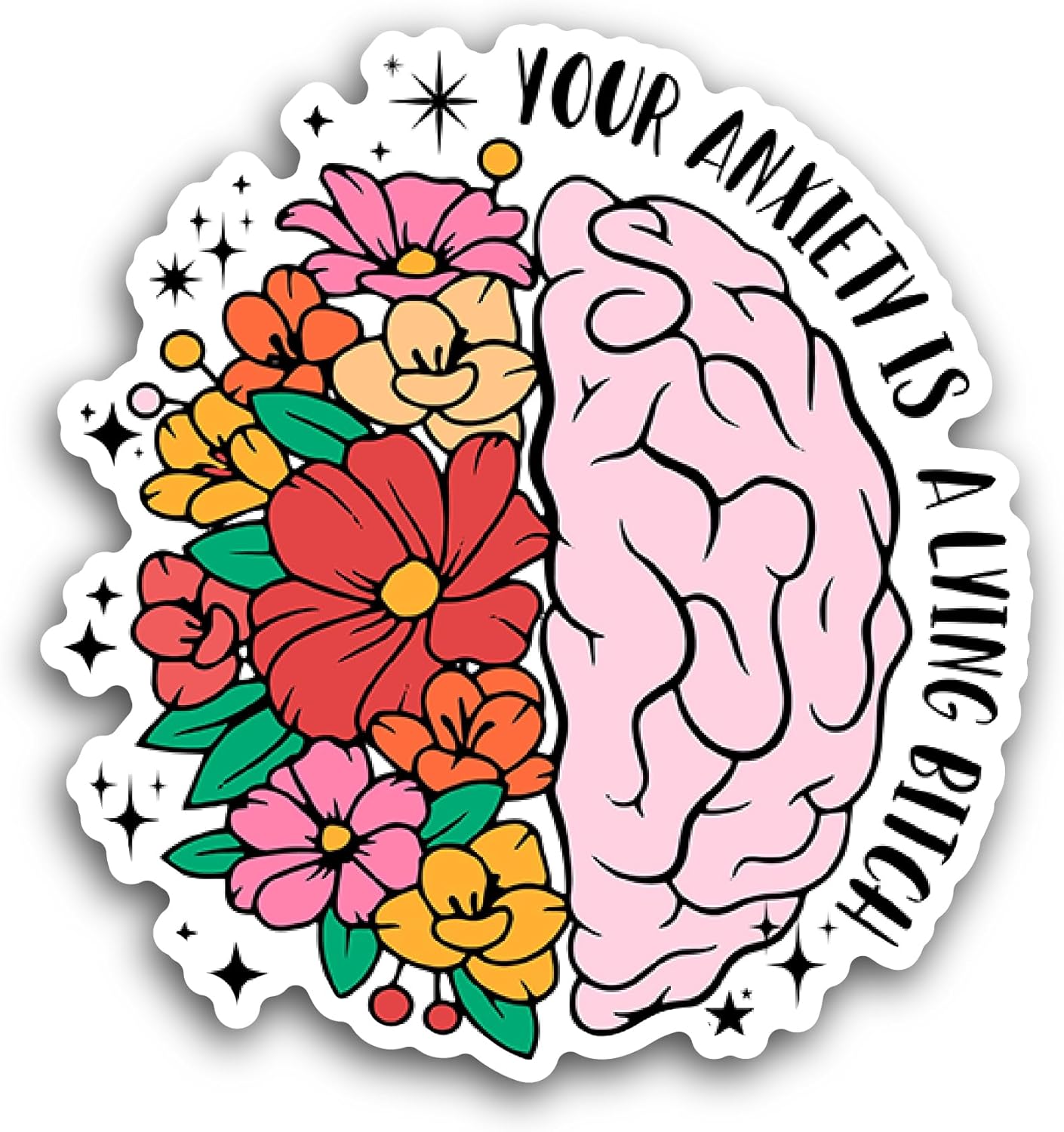 2 (Pieces) 3" and 5" Your Anxiety is A Lying Sticker, Waterproof Vinyl Decals for Many Purpose Like Cars, Trucks, Laptops, Phones, Windows and More