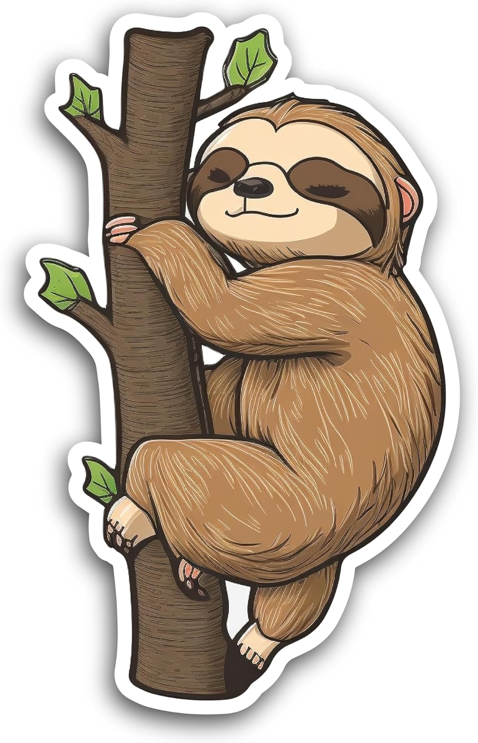 2 (Pieces) 3" and 5" Sloth Sitting On A Tree Sticker, Waterproof Vinyl Decals for Many Purpose Like Cars, Trucks, Laptops, Phones, Windows and More