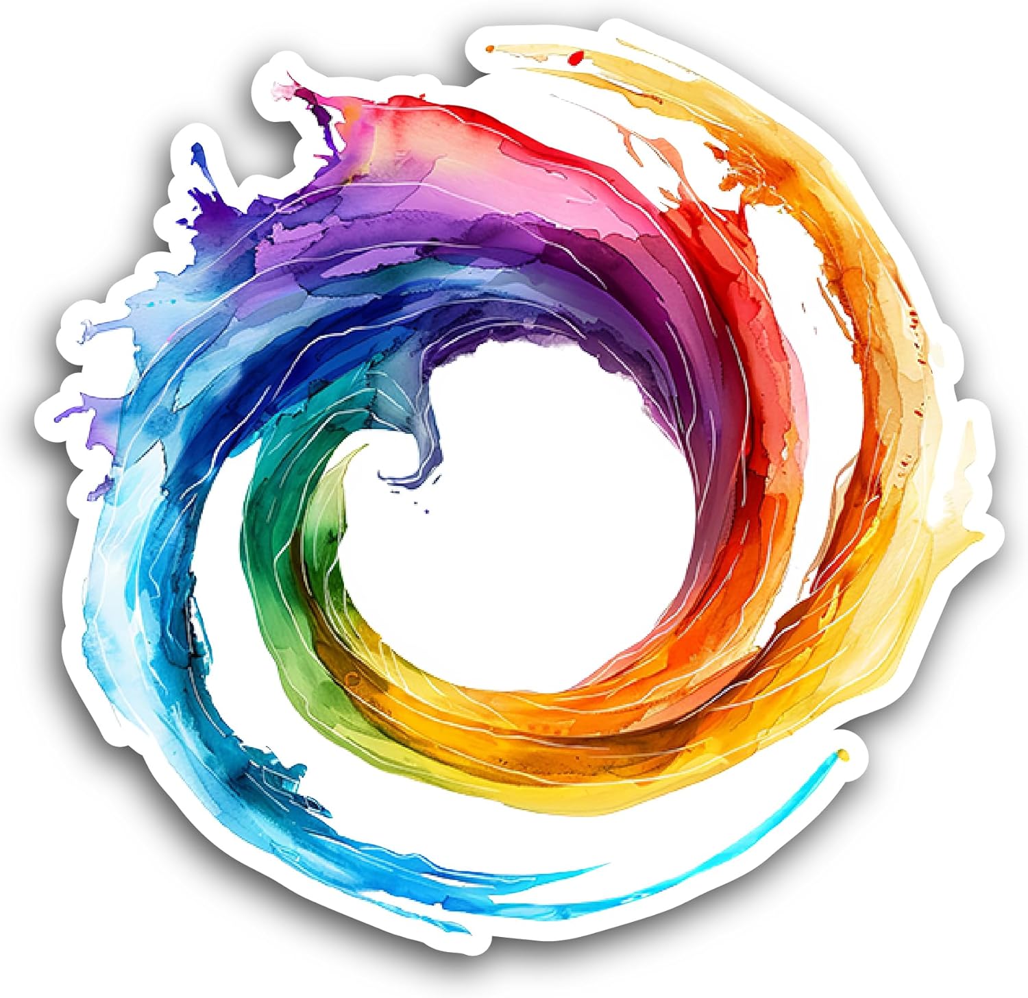 2 (Pieces) 3" and 5" Colorful Swirl of Paint Sticker, Waterproof Vinyl Decals for Many Purpose Like Cars, Trucks, Laptops, Phones, Windows and More