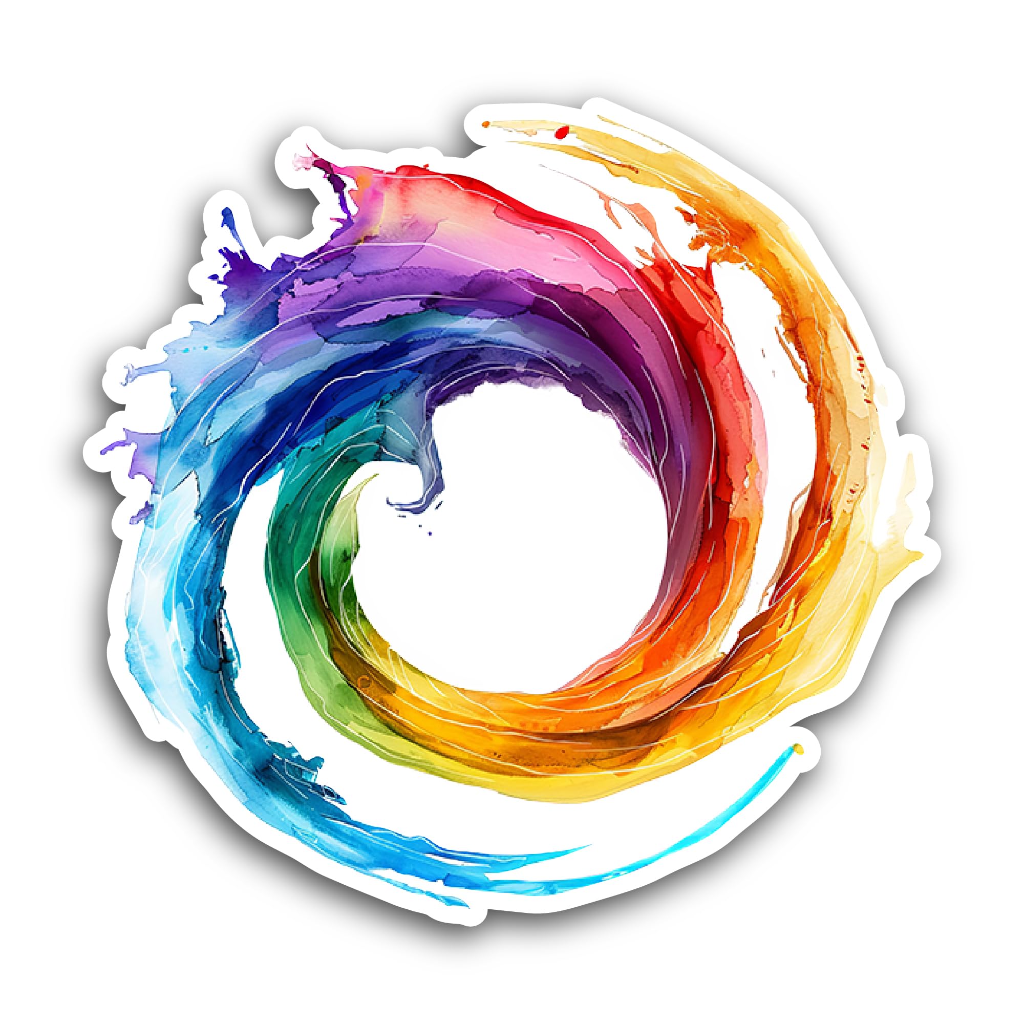 2 (Pieces) 3" and 5" Colorful Swirl of Paint Sticker, Waterproof Vinyl Decals for Many Purpose Like 