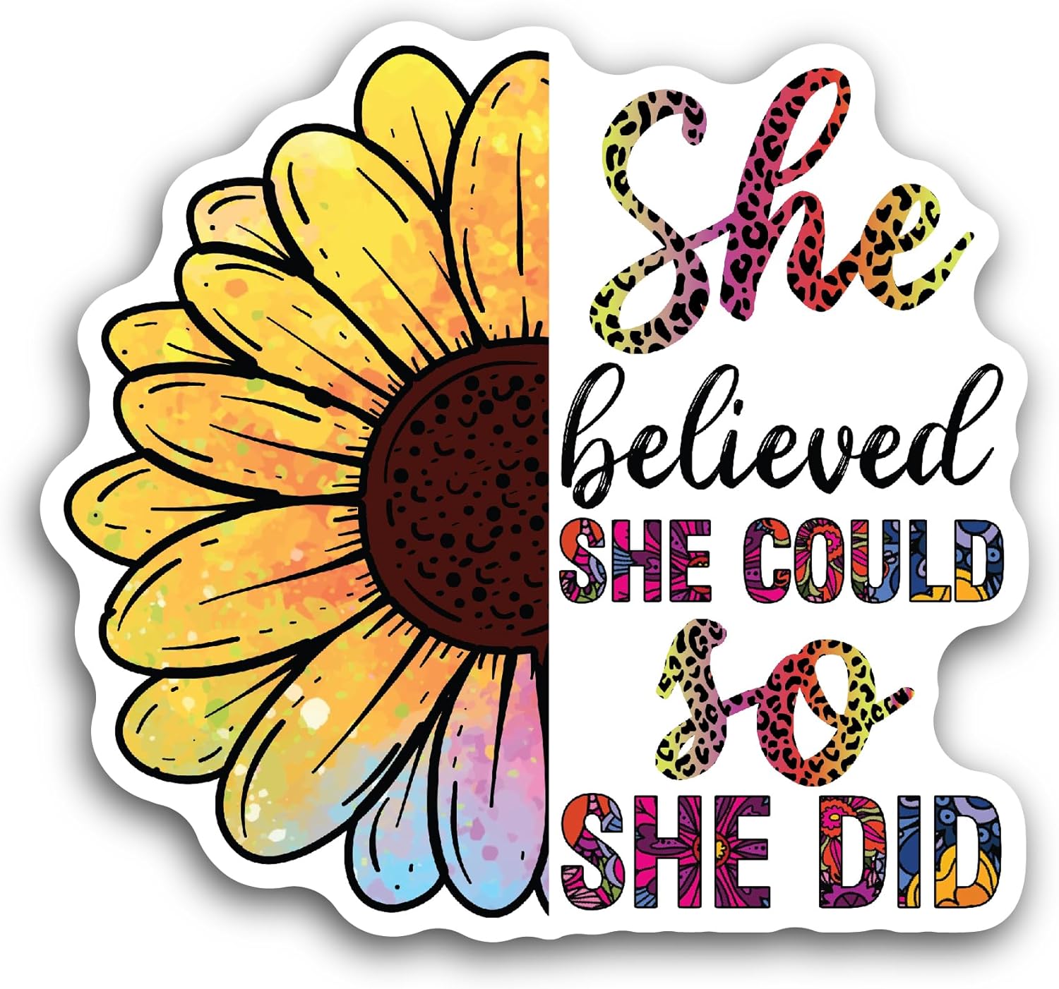 2 (Pieces) 3" and 5" She Believed She Could Sticker, Waterproof Vinyl Decals for Many Purpose Like Cars, Trucks, Laptops, Phones, Windows and More