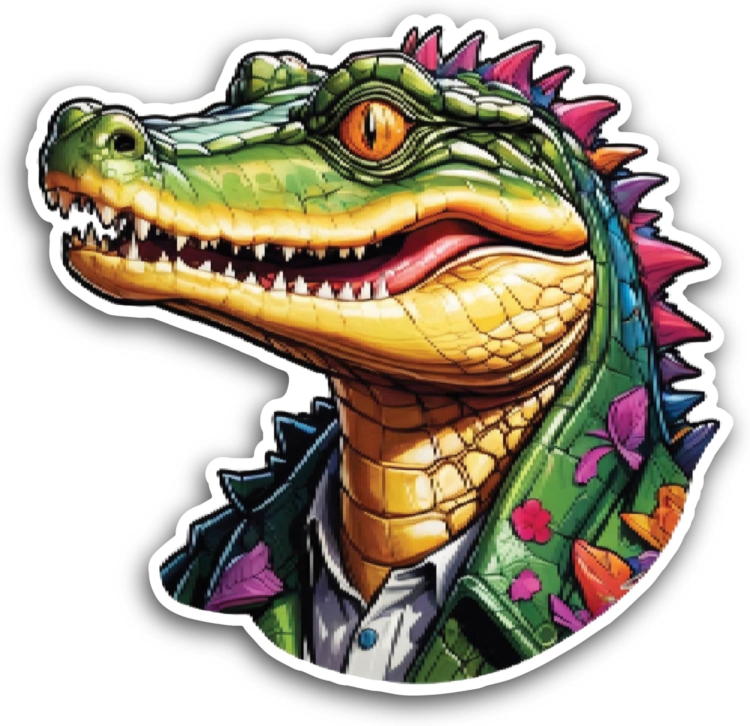 2 (Pieces) 3" and 5" Cartoon Crocodile Head Sticker, Waterproof Vinyl Decals for Many Purpose Like Cars, Trucks, Laptops, Phones, Windows and More