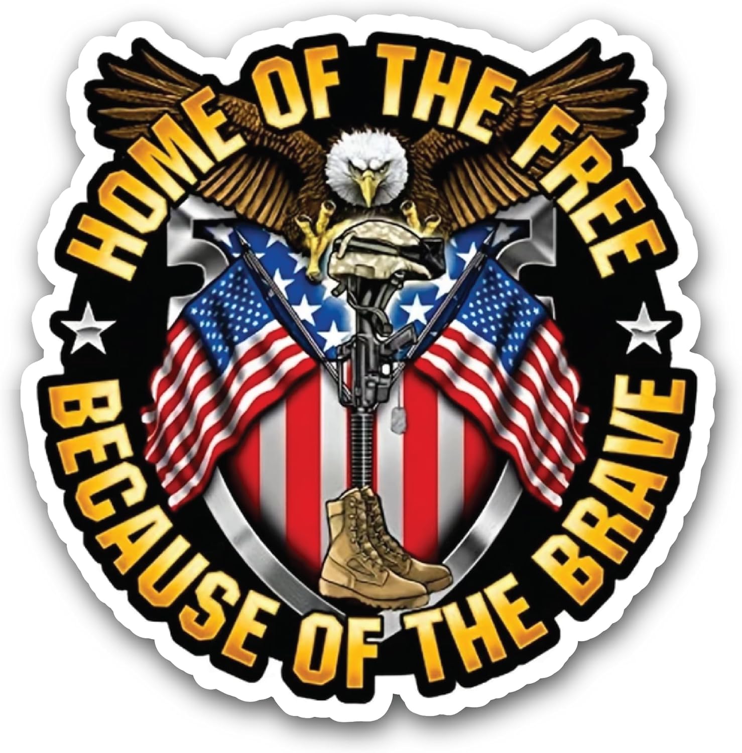 2 (Pieces) 3" and 5" Home of The Free Sticker, Waterproof Vinyl Decals for Many Purpose Like Cars, Trucks, Laptops, Phones, Windows and More