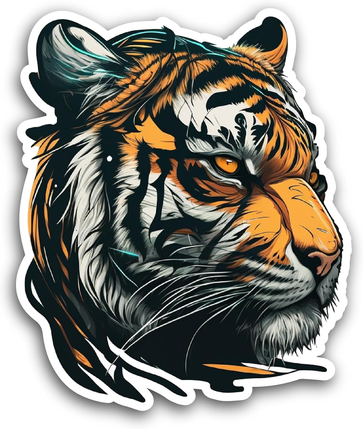 2 (Pieces) 3" and 5" Tiger Head Sticker, Waterproof Vinyl Decals for Many Purpose Like Cars, Trucks, Laptops, Phones, Windows and More