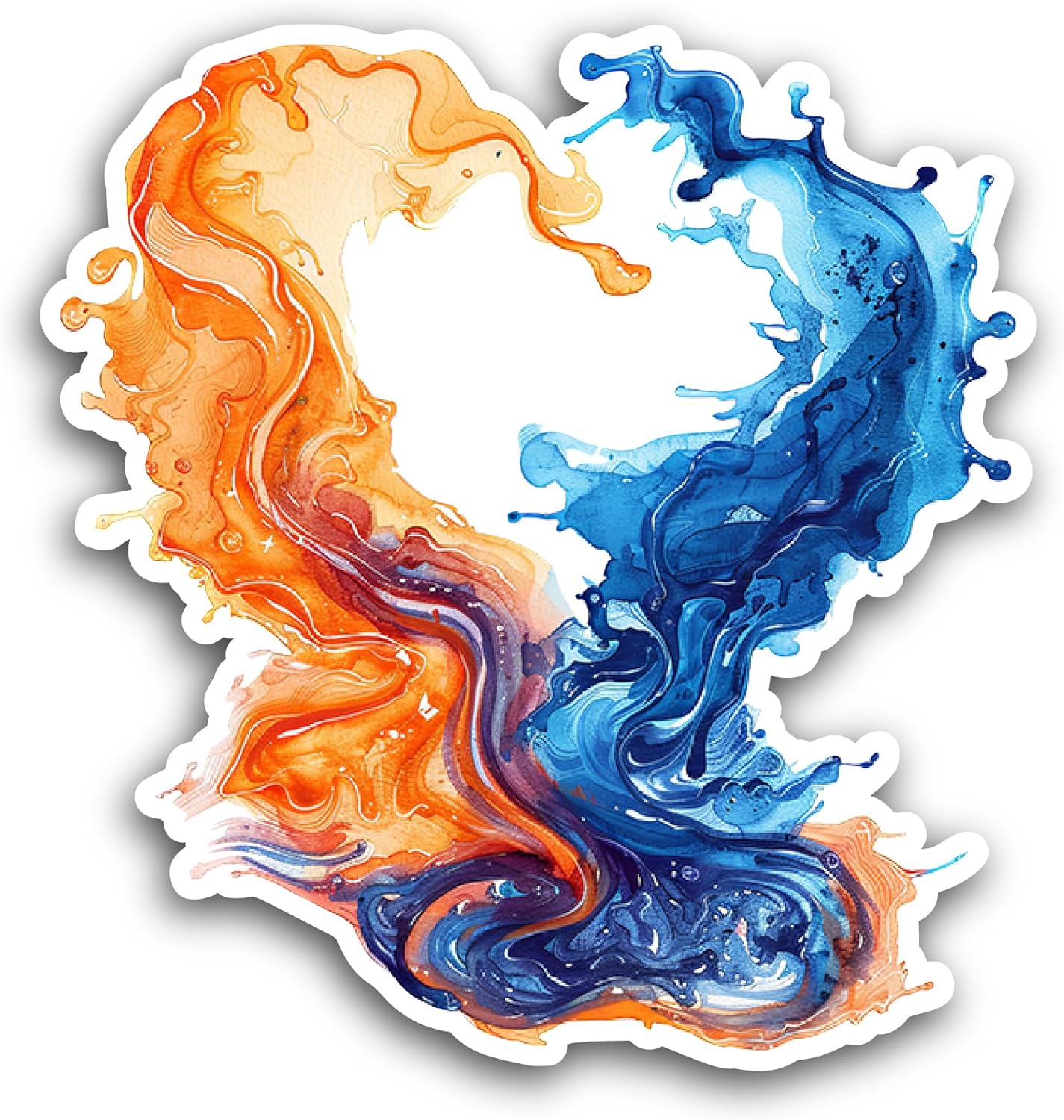 2 (Pieces) 3" and 5" Blue and Orange Flame Sticker, Waterproof Vinyl Decals for Many Purpose Like Cars, Trucks, Laptops, Phones, Windows and More