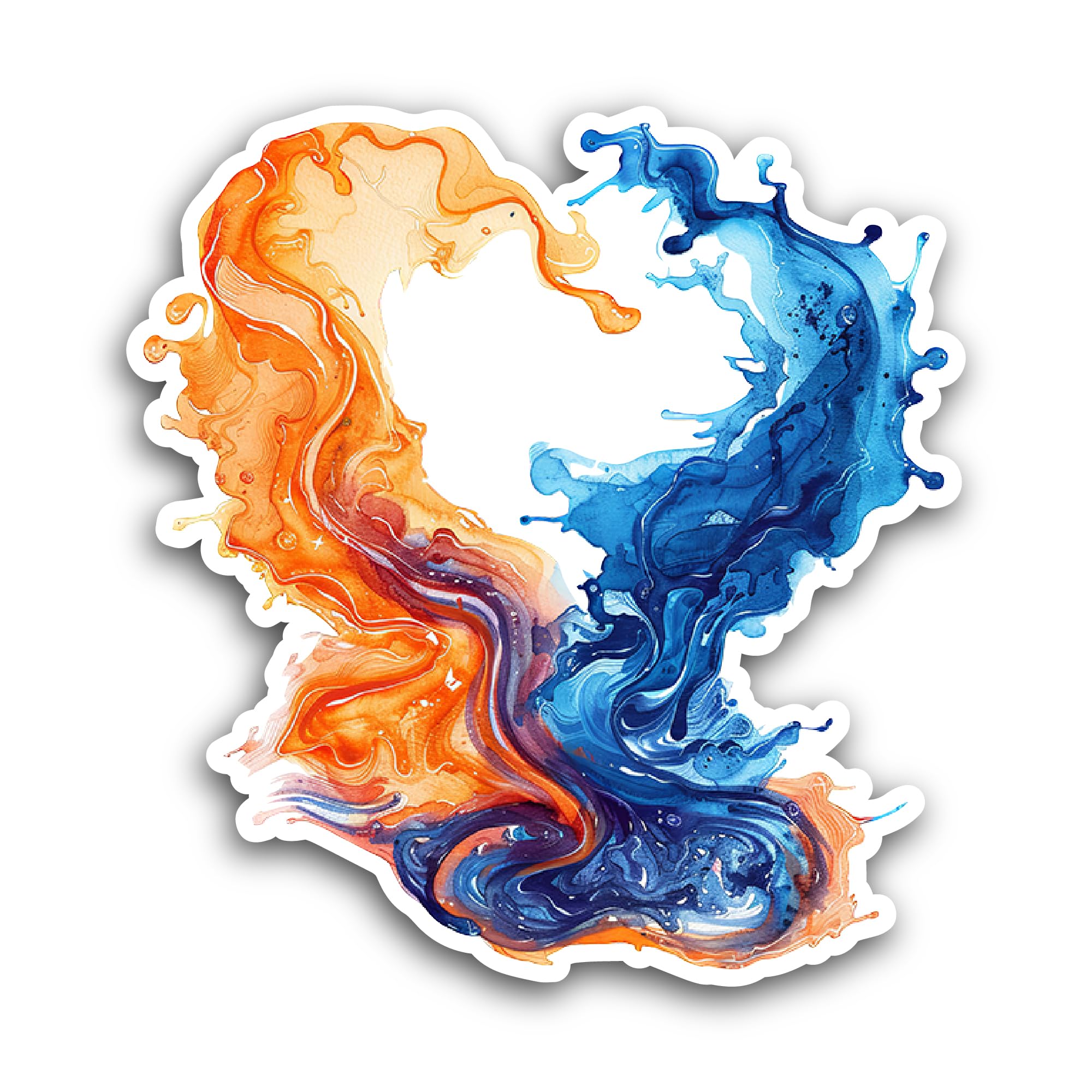 2 (Pieces) 3" and 5" Blue and Orange Flame Sticker, Waterproof Vinyl Decals for Many Purpose Like Ca