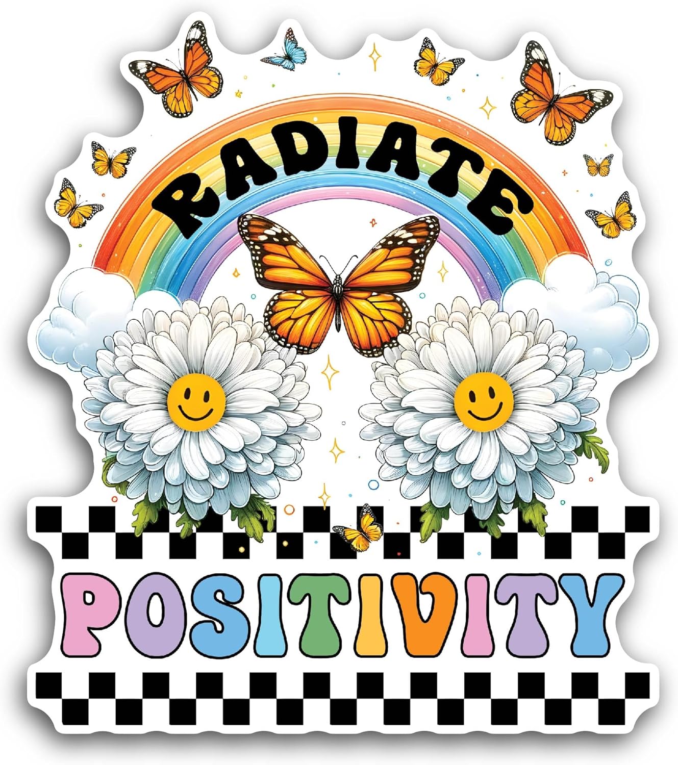 2 (Pieces) 3" and 5" Radiate Sticker, Waterproof Vinyl Decals for Many Purpose Like Cars, Trucks, Laptops, Phones, Windows and More