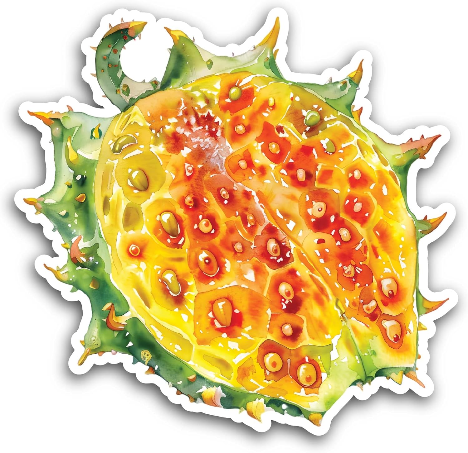 2 (Pieces) 3" and 5" Kiwano Fruit Sticker, Waterproof Vinyl Decals for Many Purpose Like Cars, Trucks, Laptops, Phones, Windows and More