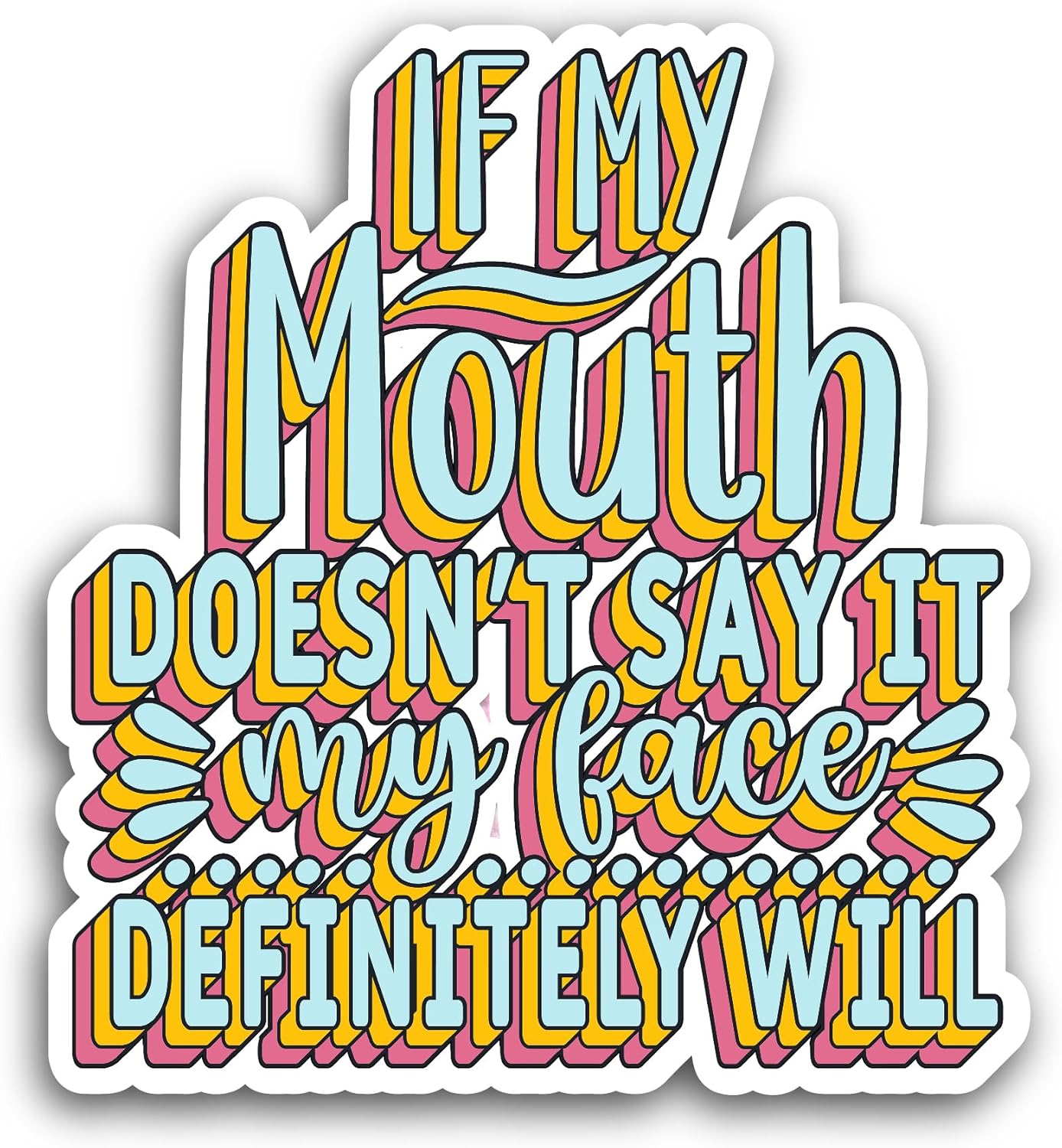 2 (Pieces) 3" and 5" If My Mouth Doesn't Say It Sticker, Waterproof Vinyl Decals for Many Purpose Like Cars, Trucks, Laptops, Phones, Windows and More