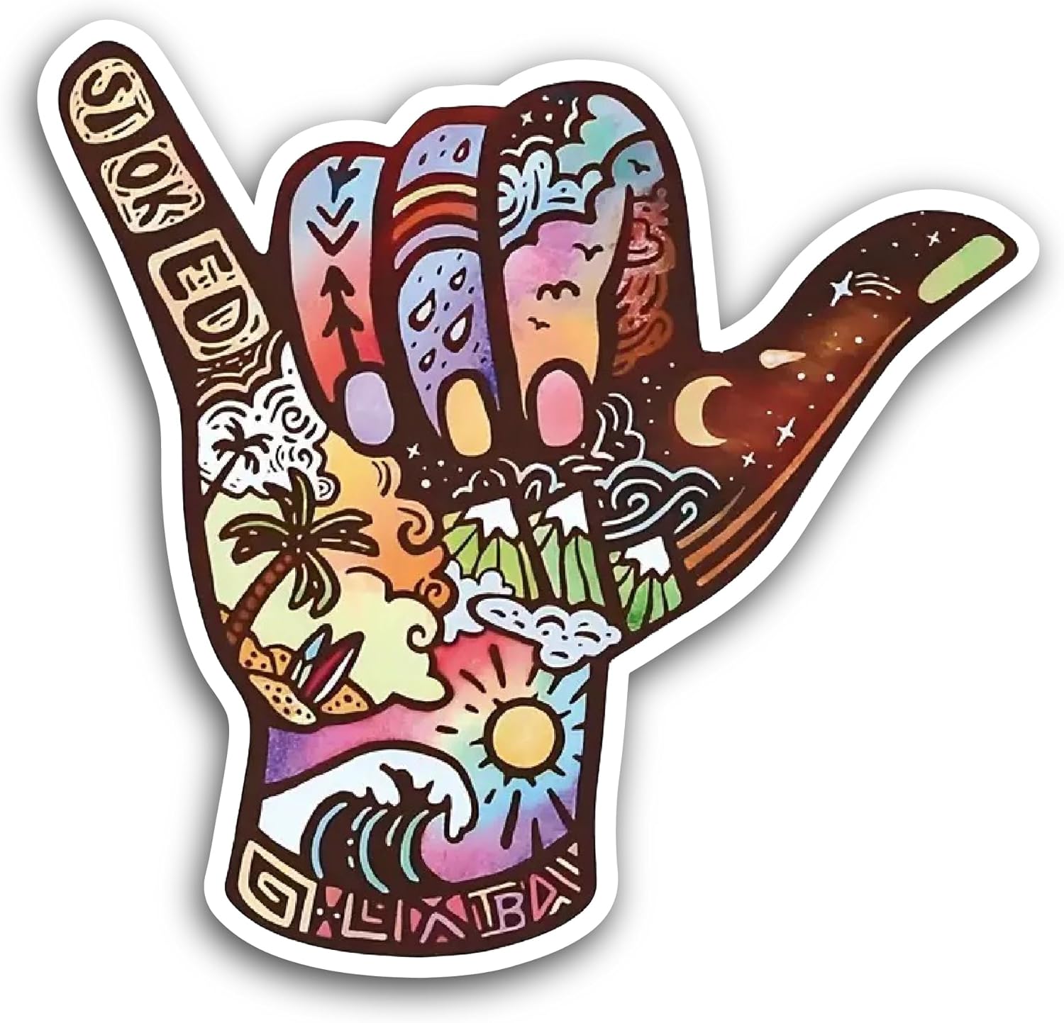 2 (Pieces) 3" and 5" Hand Sign Sticker, Waterproof Vinyl Decals for Many Purpose Like Cars, Trucks, Laptops, Phones, Windows and More