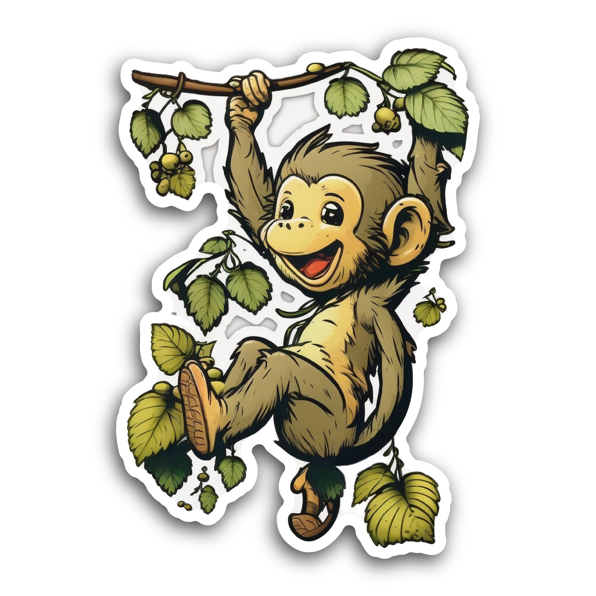 2 (Pieces) 3" and 5" Cute Monkey Sticker, Waterproof Vinyl Decals for Many Purpose Like Cars, Trucks