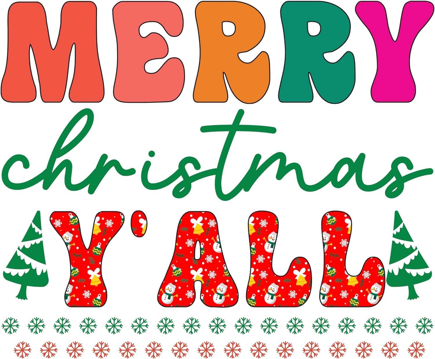 Inspirational Quote Merry Christmas Y'all Motivational Sticker Vinyl Decal Motivation Stickers- 5" Vinyl Sticker Waterproof