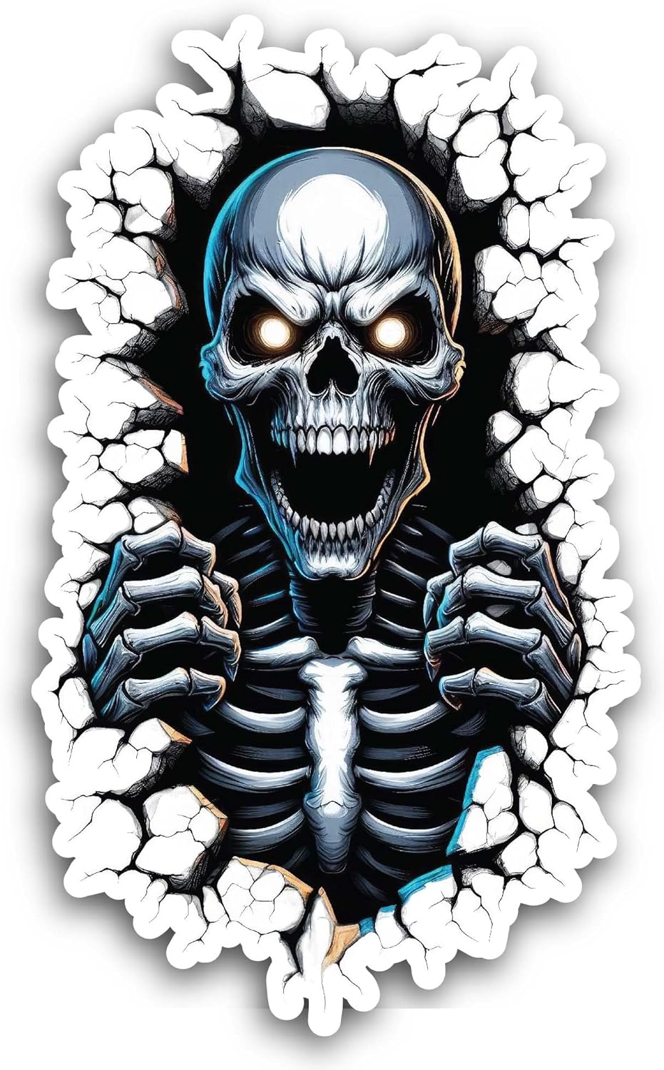 2 (Pieces) 3" and 5" Scary Ghost Skeleton Sticker, Waterproof Vinyl Decals for Many Purpose Like Cars, Trucks, Laptops, Phones, Windows and More