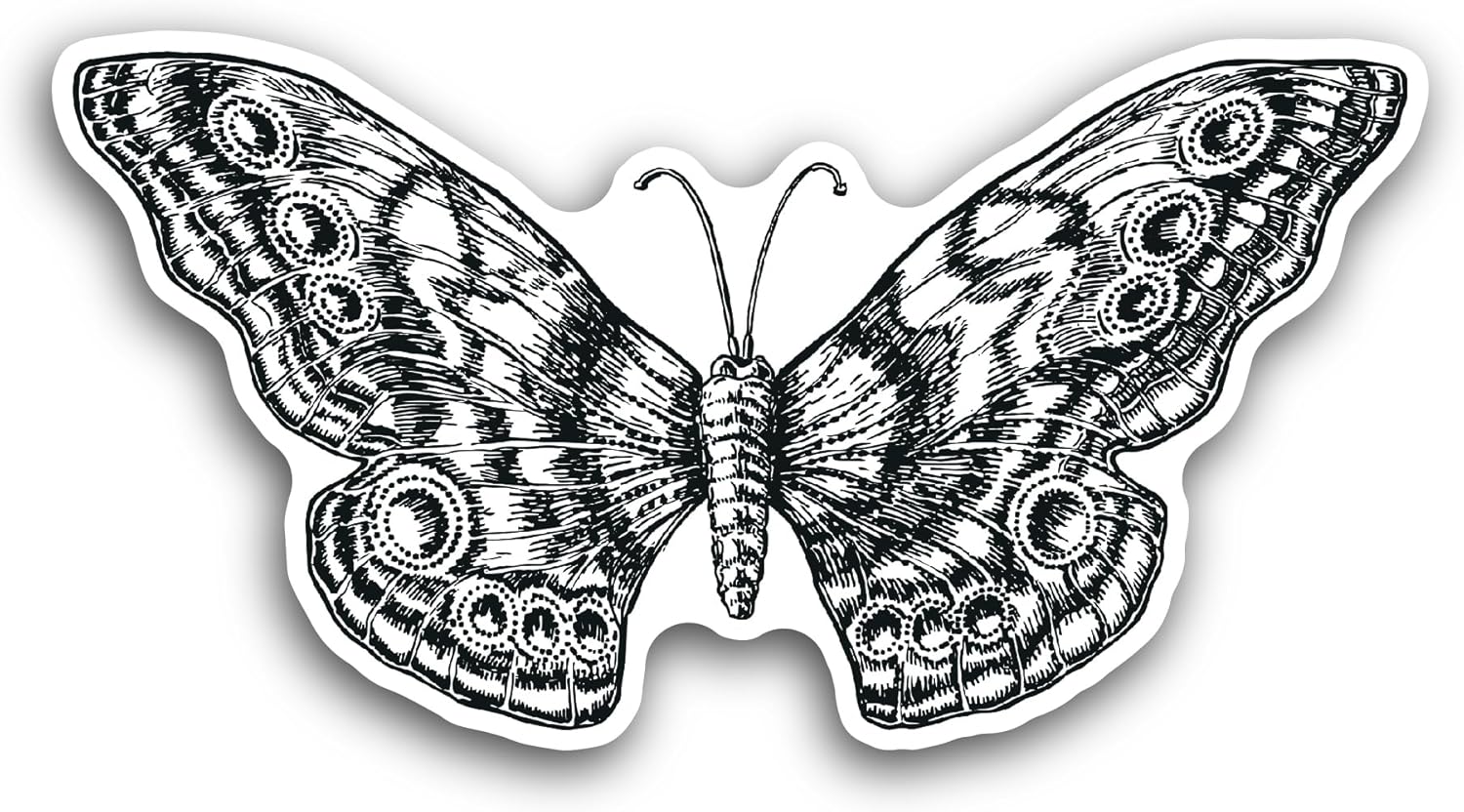 2 (Pieces) 3" and 5" Butterfly Pattern Sticker, Waterproof Vinyl Decals for Many Purpose Like Cars, Trucks, Laptops, Phones, Windows and More