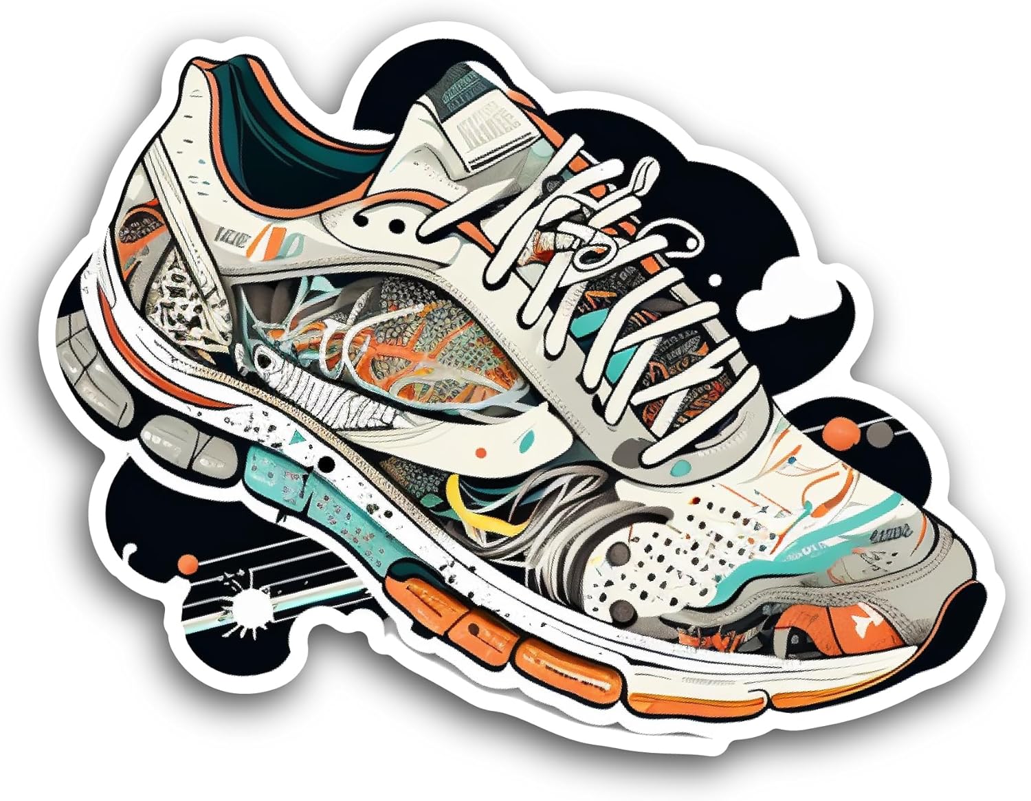2 (Pieces) 3" and 5" Running Shoe Sticker, Waterproof Vinyl Decals for Many Purpose Like Cars, Trucks, Laptops, Phones, Windows and More