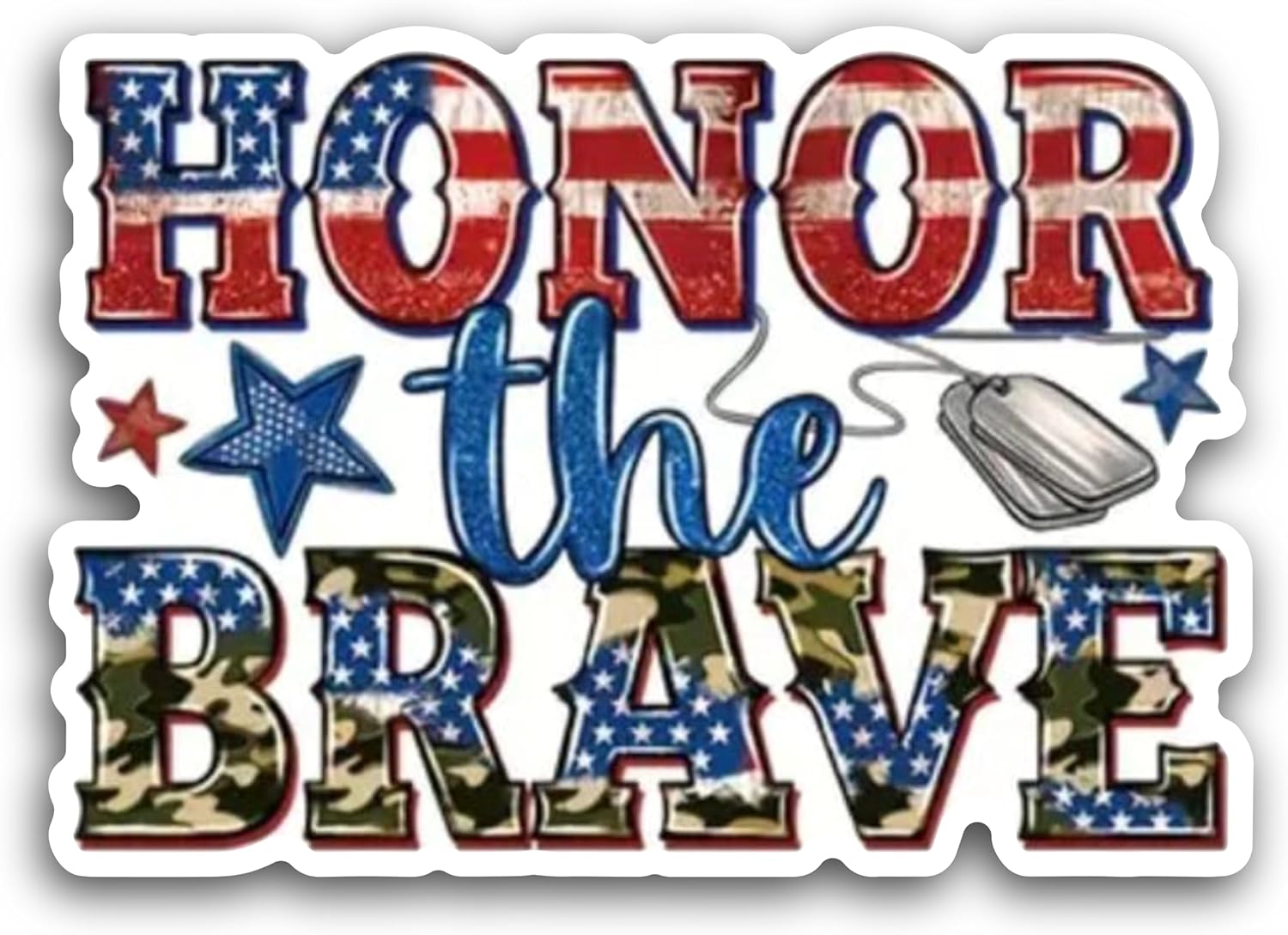 2 (Pieces) 3" and 5" Honor The Brave Sticker Decal Sticker, Waterproof Vinyl Decals for Many Purpose Like Cars, Trucks, Laptops, Phones, Windows and More