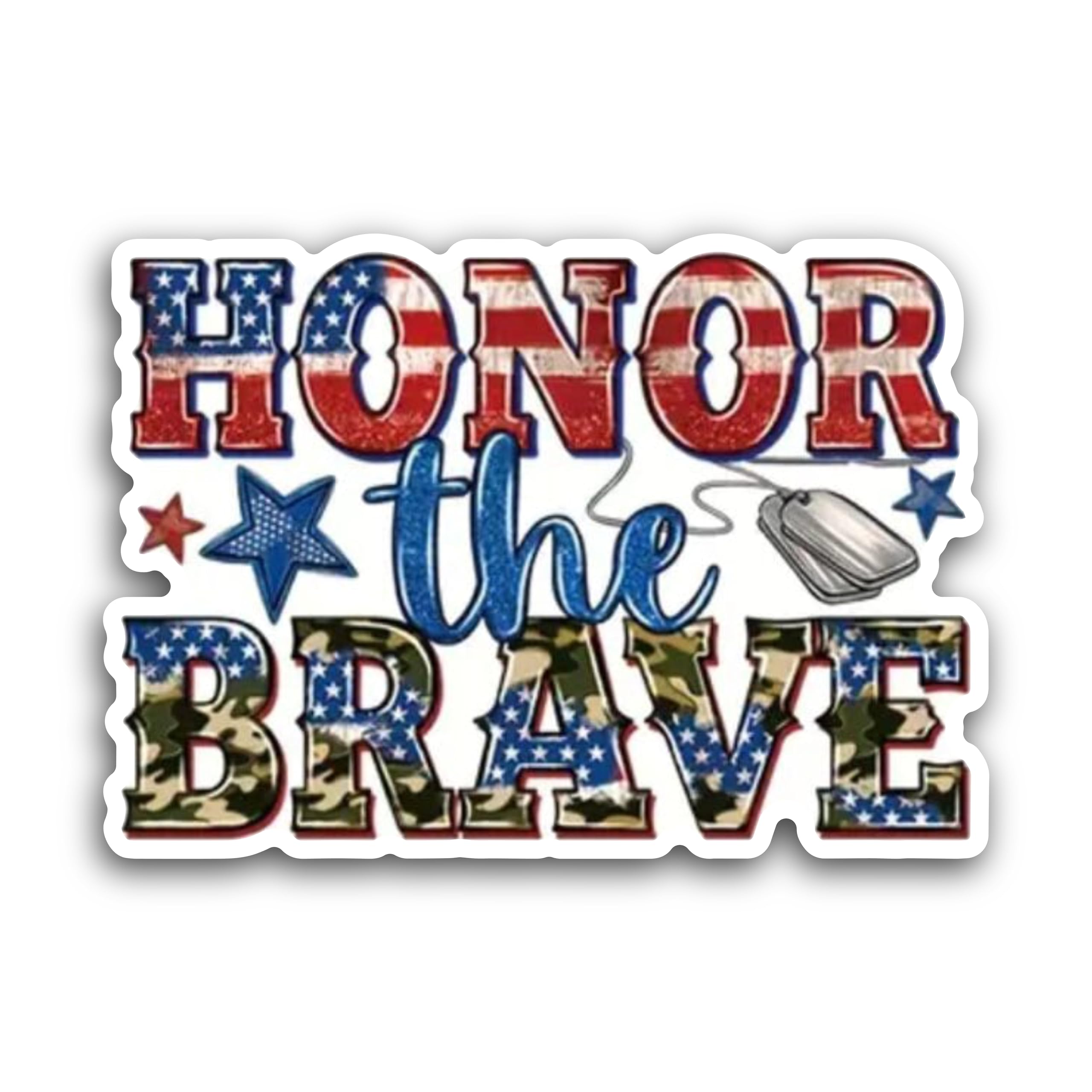 2 (Pieces) 3" and 5" Honor The Brave Sticker Decal Sticker, Waterproof Vinyl Decals for Many Purpose