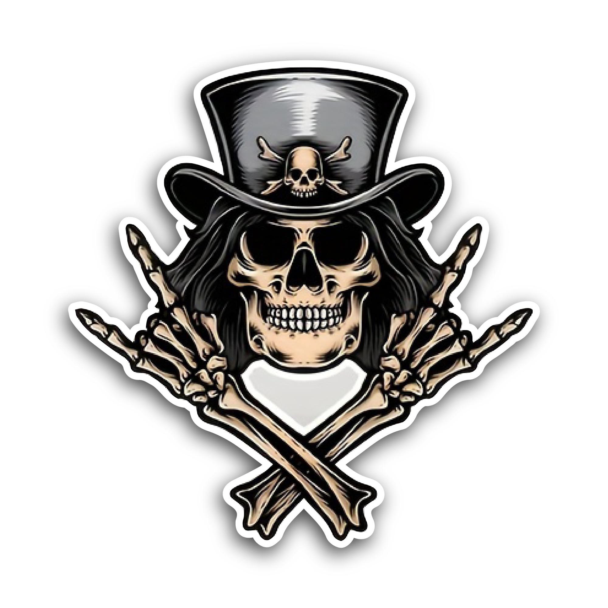 2 (Pieces) 3" and 5" Skeleton Skull and Crossbones Sticker, Waterproof Vinyl Decals for Many Purpose