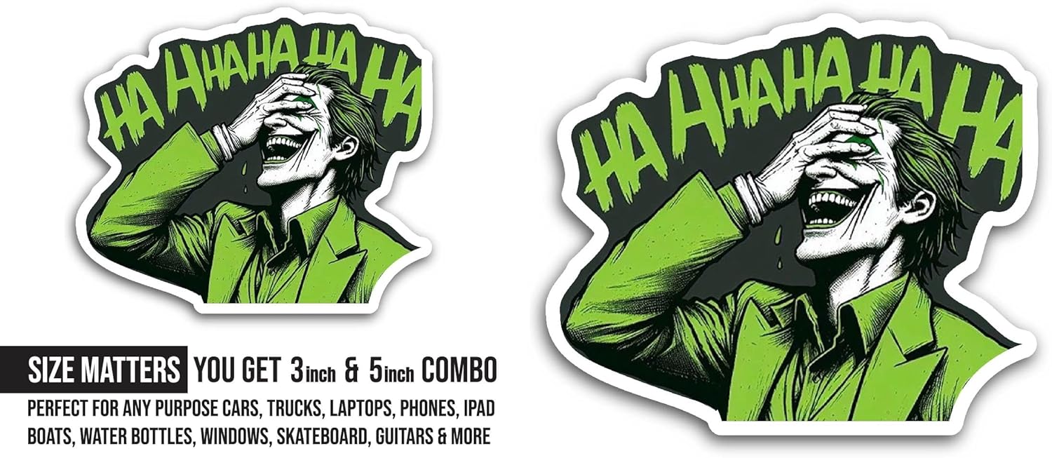 2 (Pieces) 3" and 5" Laughing Person Sticker, Waterproof Vinyl Decals for Many Purpose Like Cars, Trucks, Laptops, Phones, Windows and More