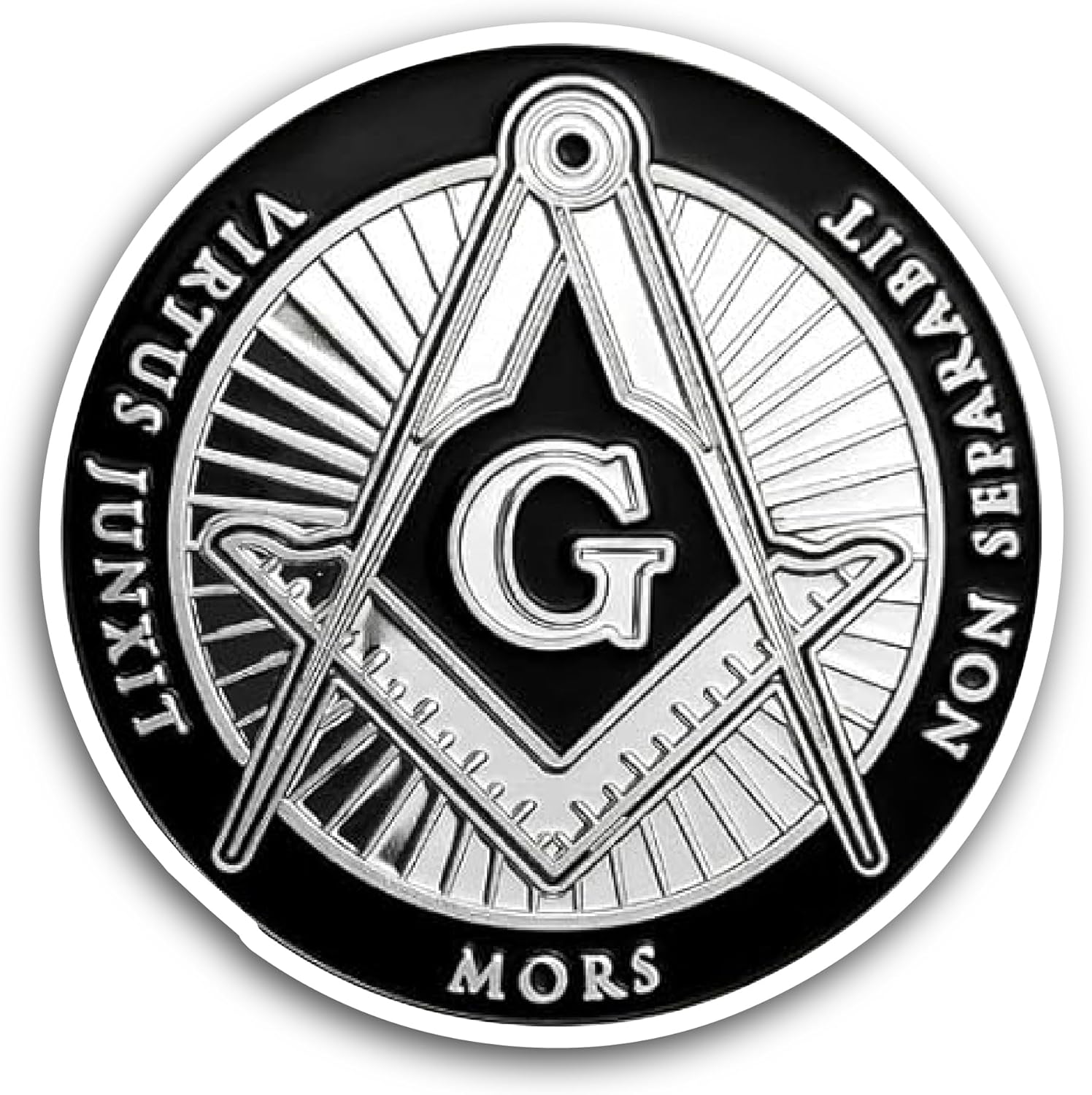 2 (Pieces) 3" and 5" Chrome Plated Square and Compass Sticker, Waterproof Vinyl Decals for Many Purpose Like Cars, Trucks, Laptops, Phones, Windows and More
