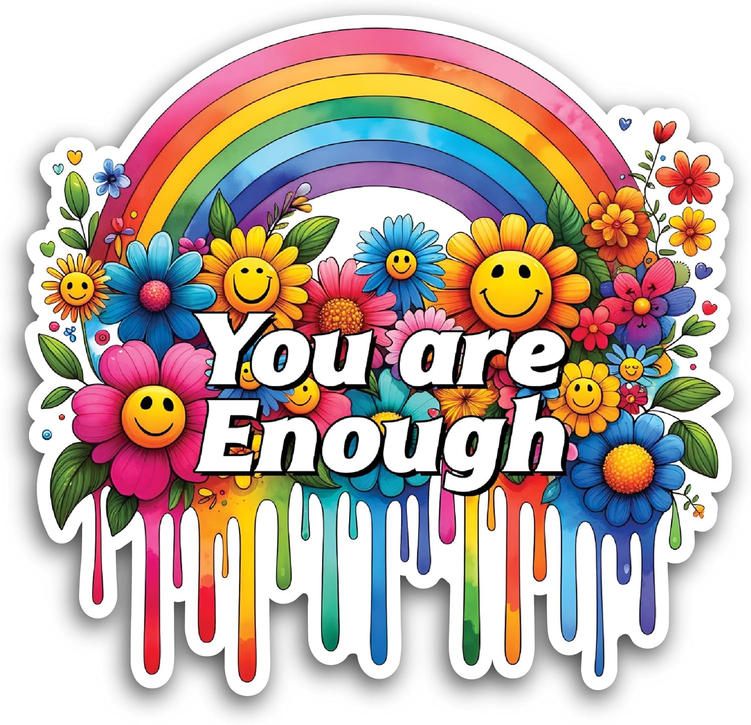 2 (Pieces) 3" and 5" You are Enough Text Sticker, Waterproof Vinyl Decals for Many Purpose Like Cars, Trucks, Laptops, Phones, Windows and More