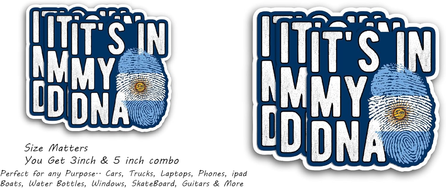 2 (Pieces) 3" and 5" It's in My DNA Sticker, Waterproof Vinyl Decals for Many Purpose Like Cars, Trucks, Laptops, Phones, Windows and More
